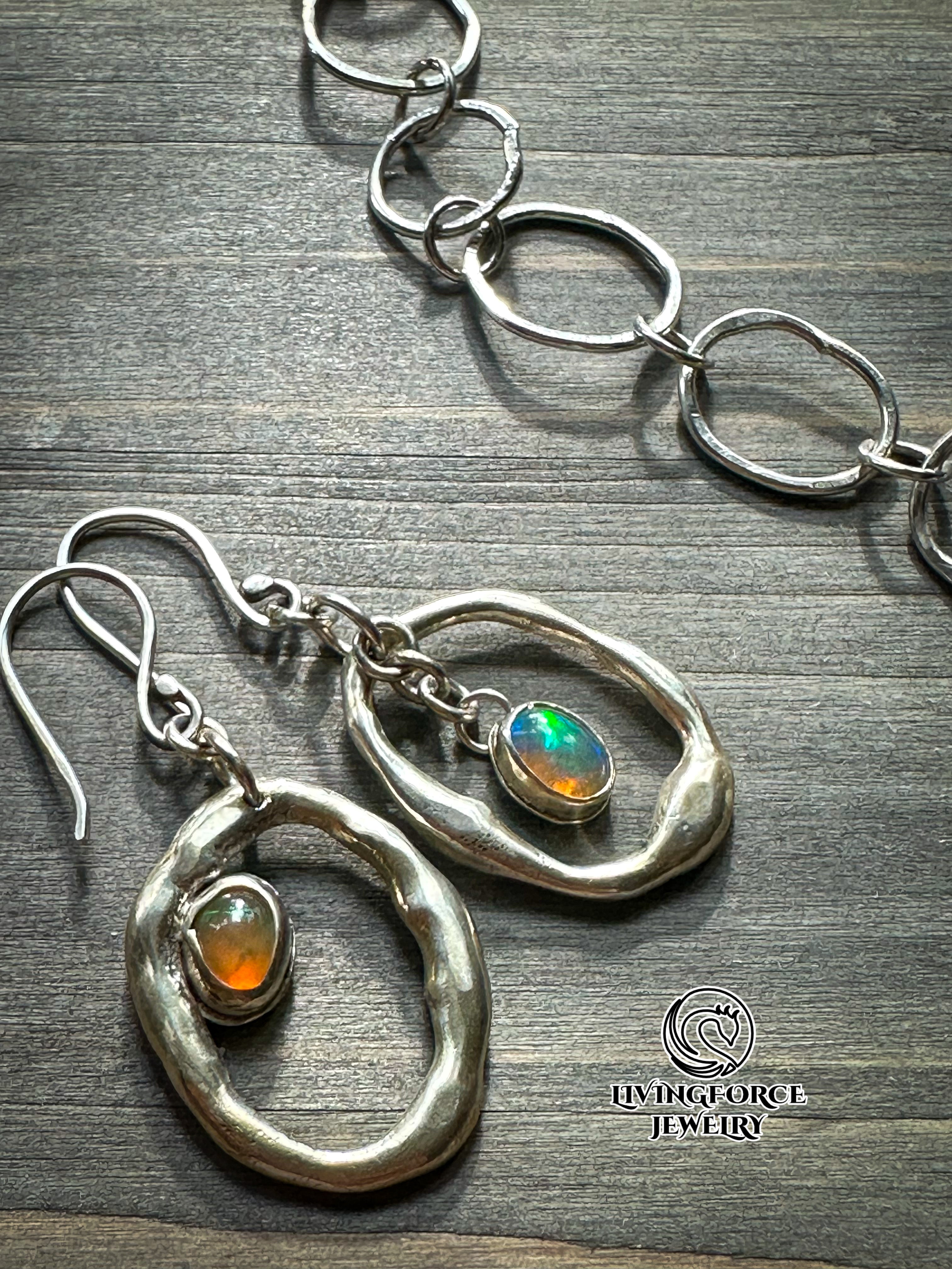 Ember Flow Set — Welo Opal Necklace & Earrings