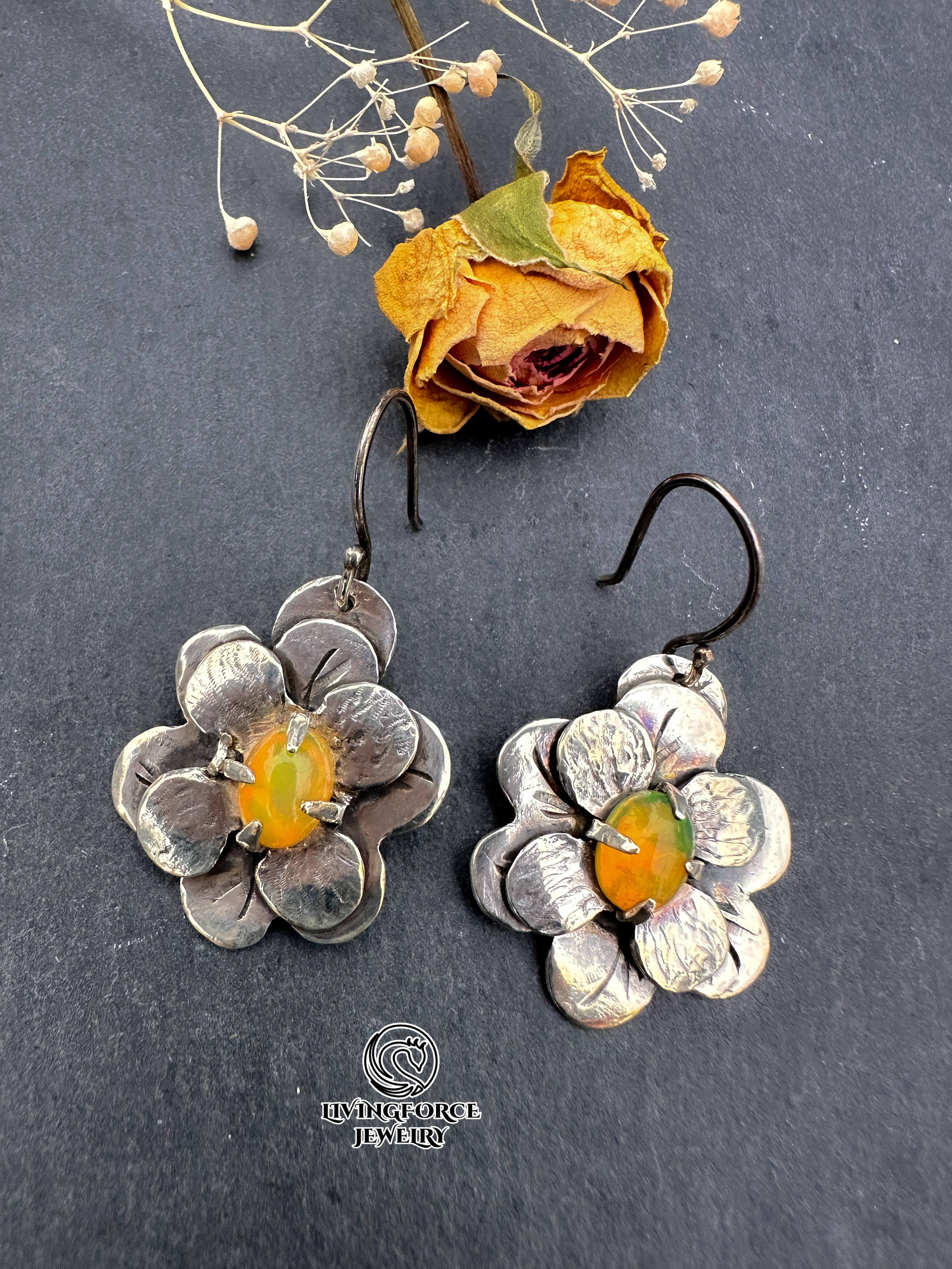 Bloomfire Opal Earrings