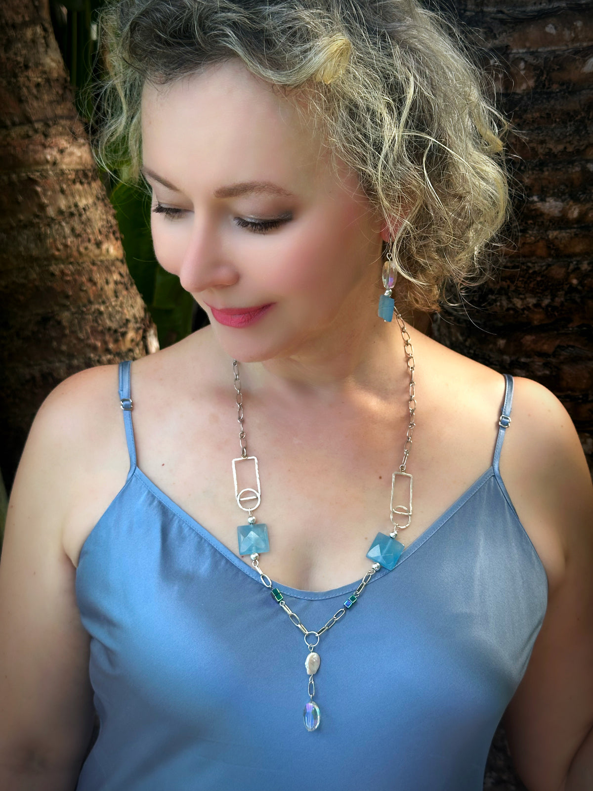 Sea Dazzle — One-of-a-Kind Necklace and Asymmetric Earrings Set