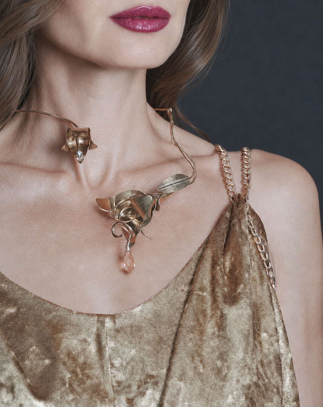 Handmade Brass Lily Torc Necklace | Sculptural Artisan Jewelry | One of a Kind
