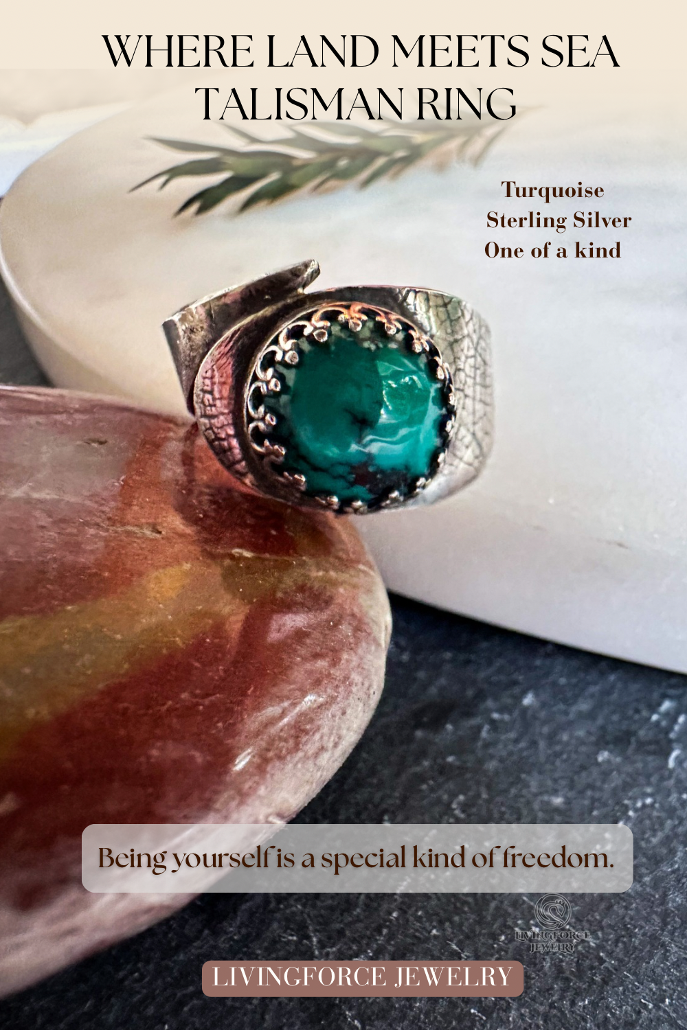 Where Land Meets Sea Ring- Turquoise in Sterling silver