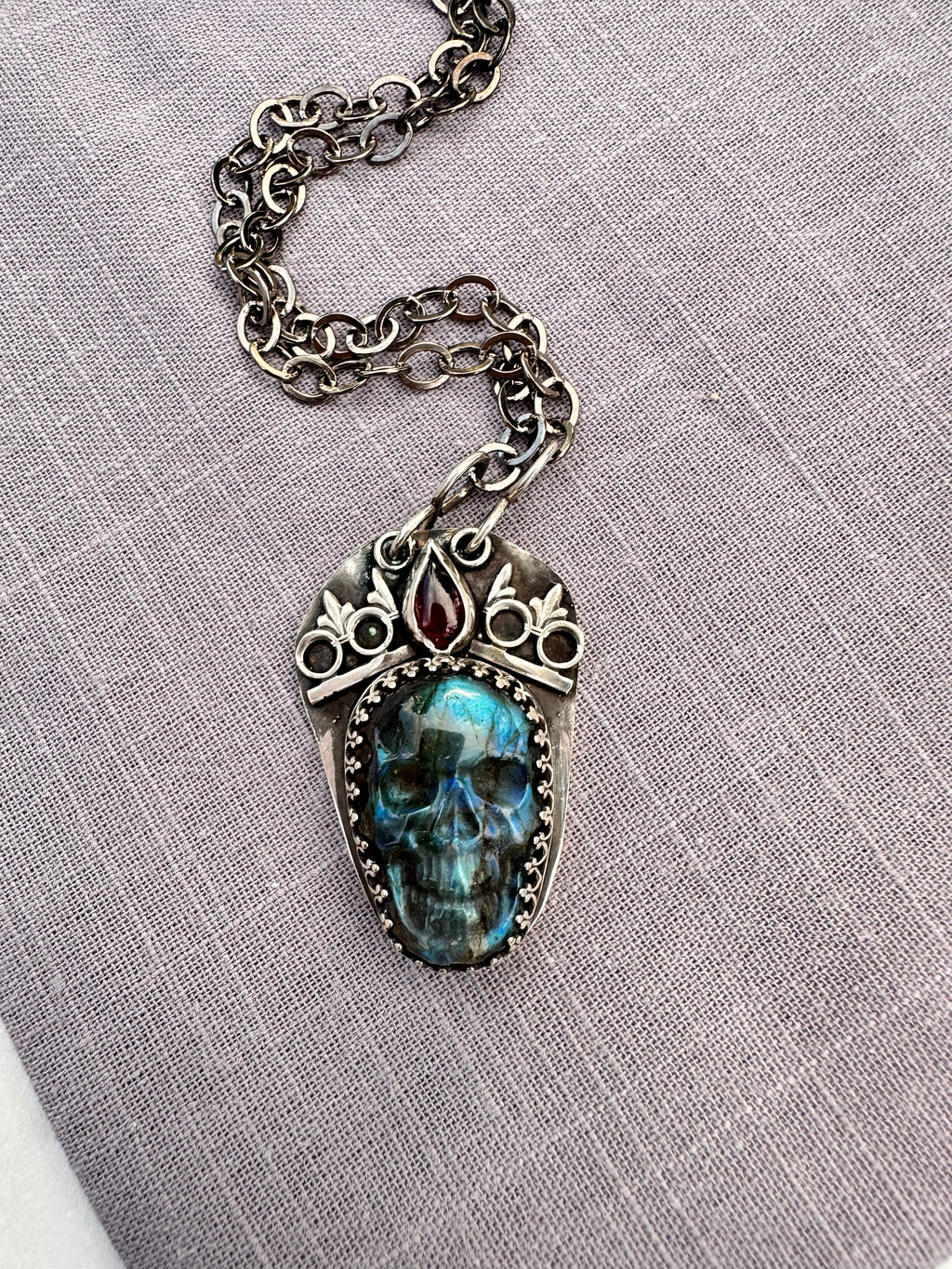 Phantom Reign Talisman, carved labradorite pendant