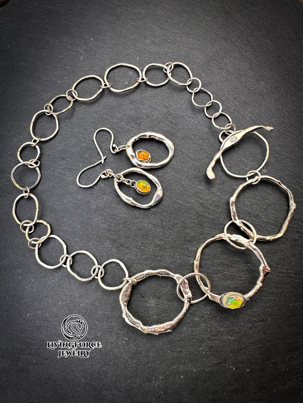 Ember Flow Set — Welo Opal Necklace & Earrings