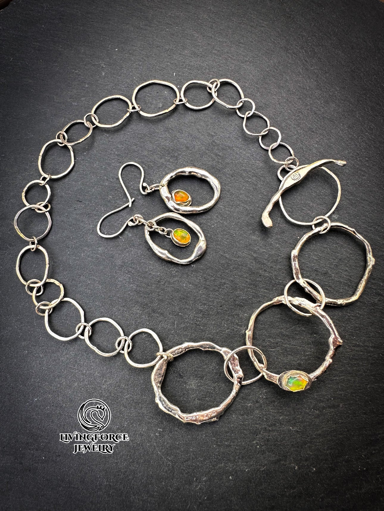 Ember Flow Set — Welo Opal Necklace & Earrings