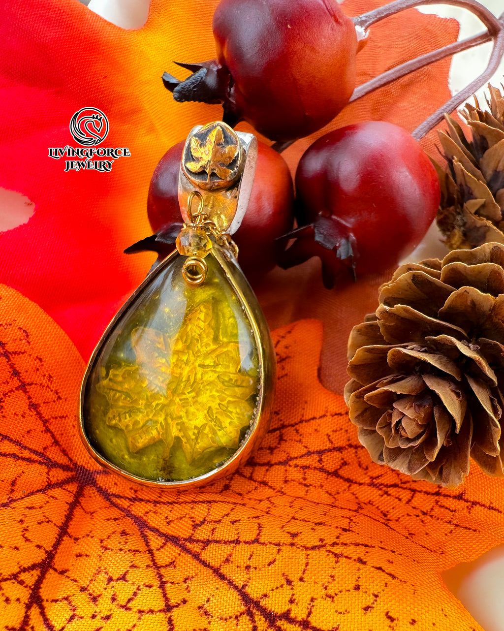 Autumn Rhapsody Talisman, Amber pendant