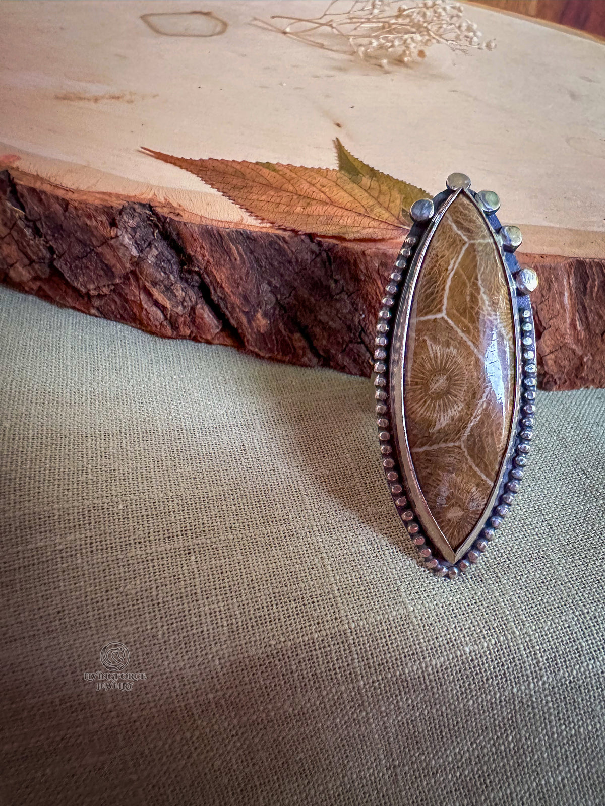 Ancient Sea Dream — Fossil Coral Statement Ring