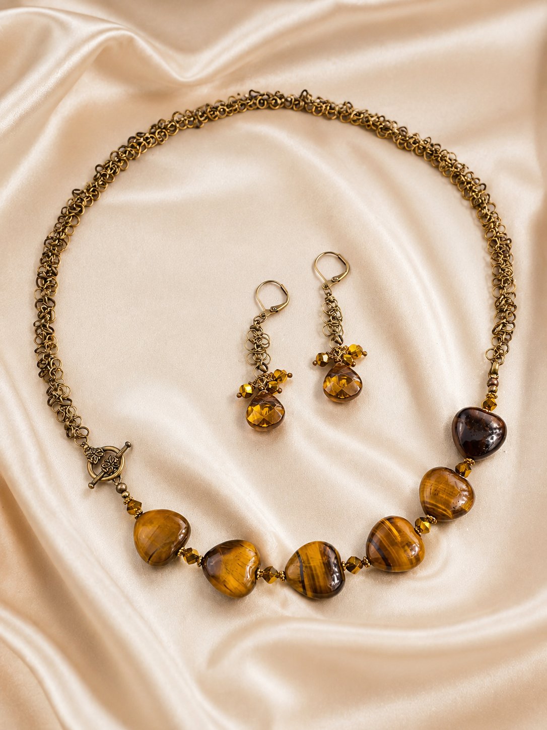Golden Earth Tiger Eye Necklace & Earrings Set