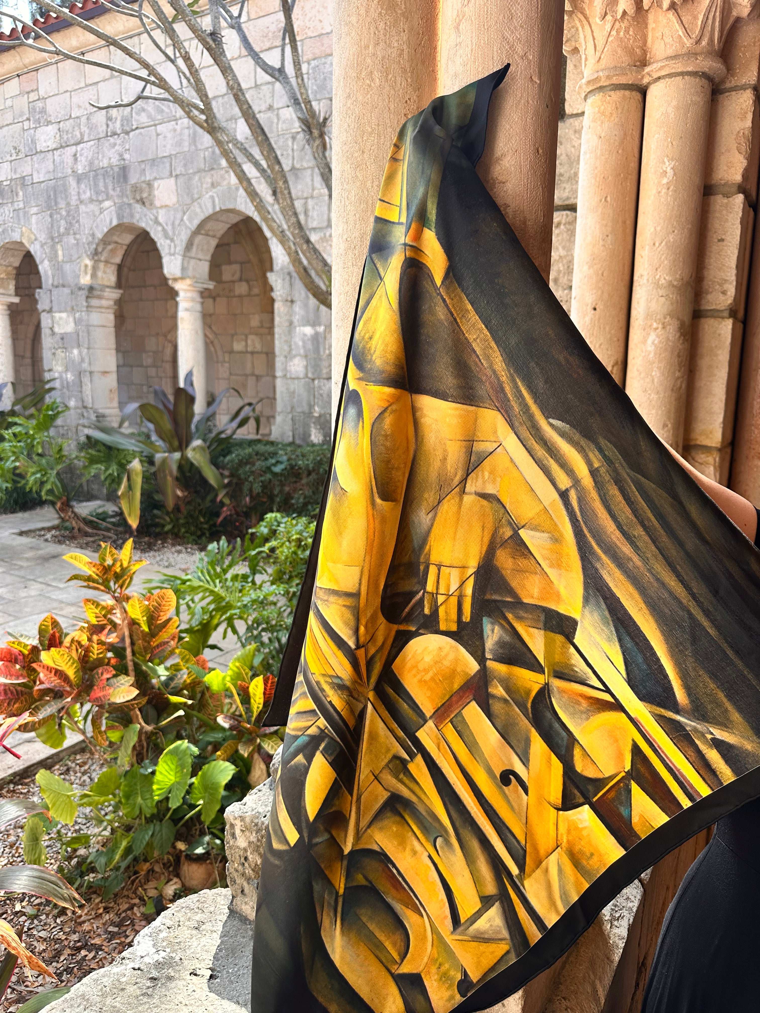 The Cellist — Limited Edition Silk Twill Scarf | Wearable Art