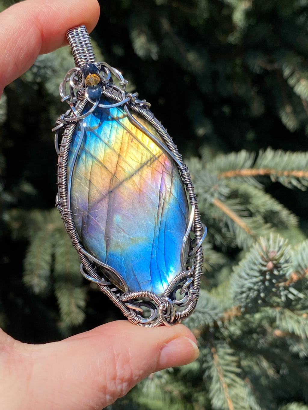 Anastasia Talisman, Statement Rainbow Labradorite Pendant