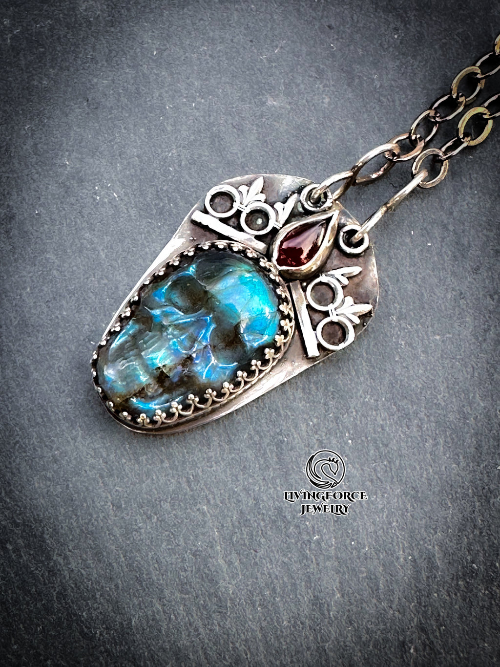 Phantom Reign Talisman, carved labradorite pendant