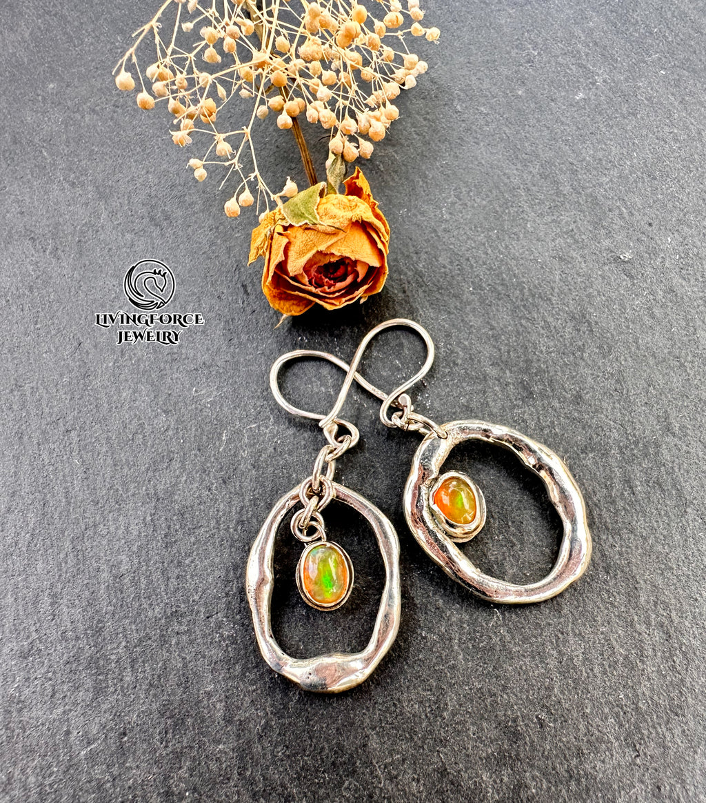 Ember Flow Set — Welo Opal Necklace & Earrings