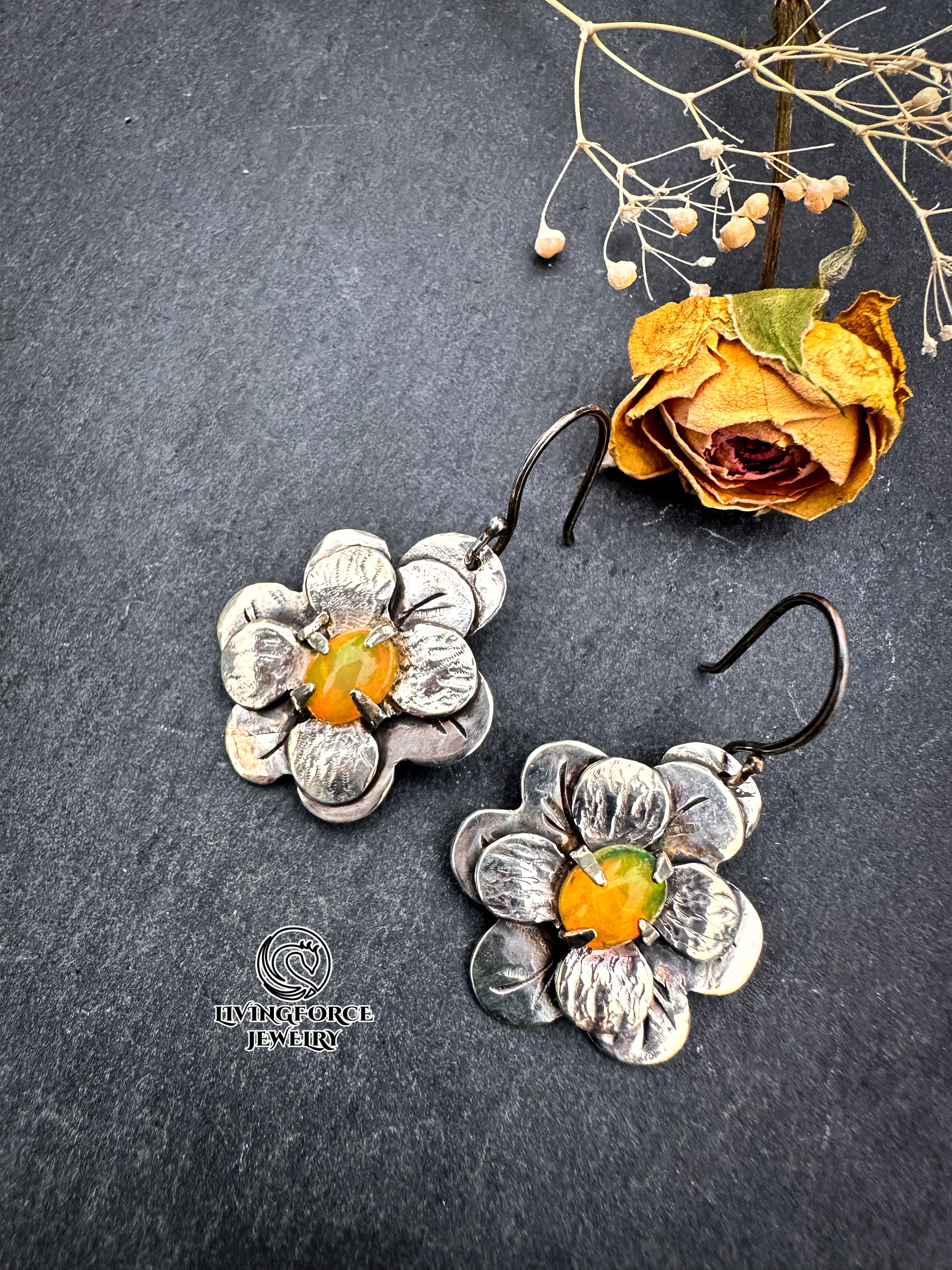 Bloomfire Opal Earrings
