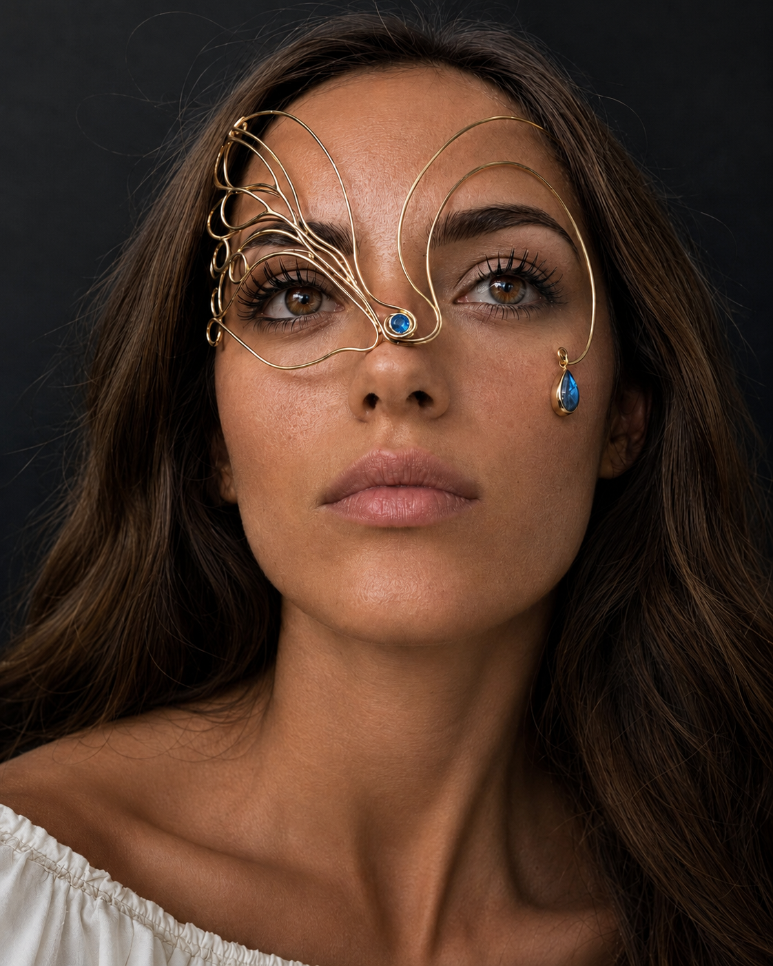 Metamorphosis Butterfly Face Jewelry — One-of-a-Kind Brass Wearable Art