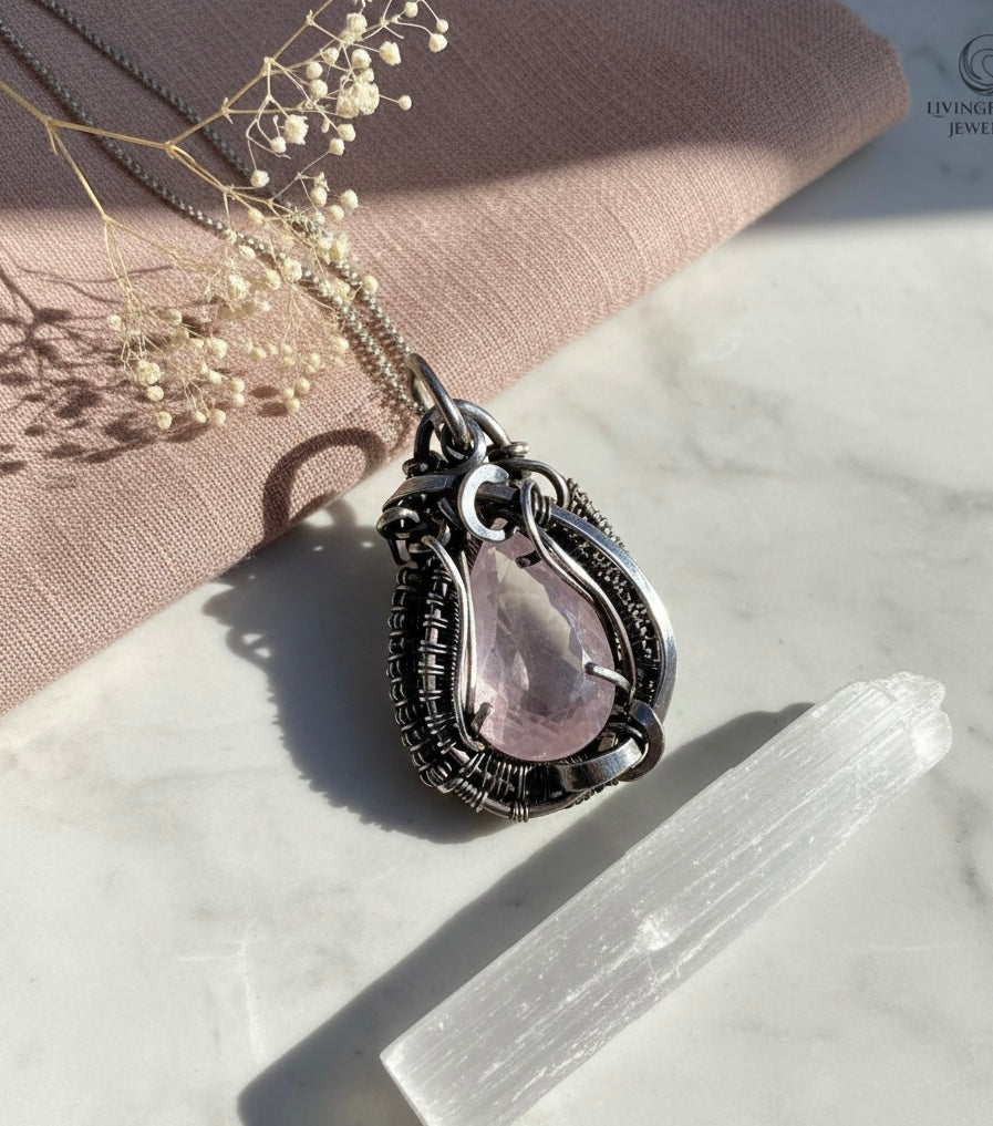 Eden- Faceted Rose Quartz in Sterling Silver