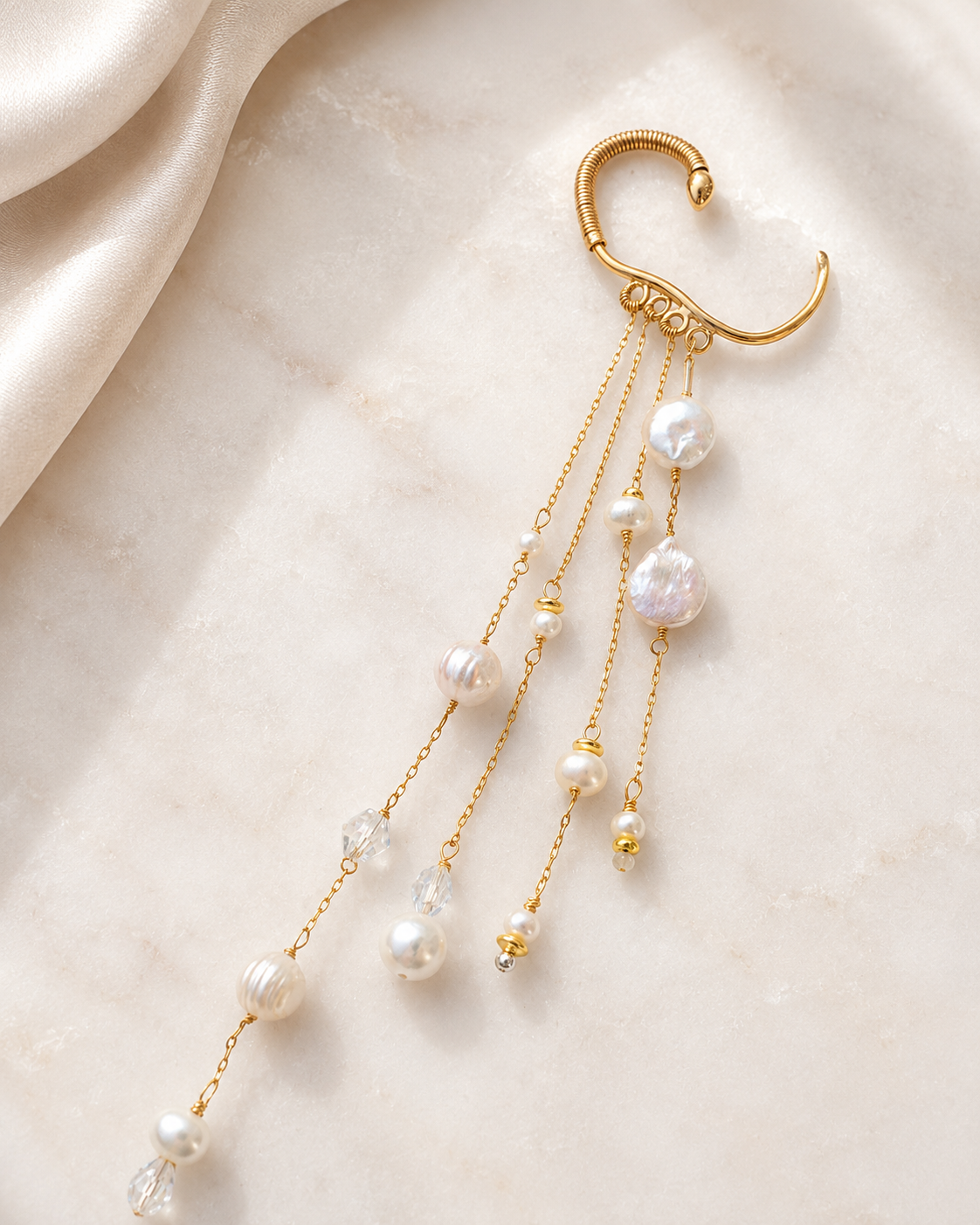 Pearl Rain - Long Pearl Ear Cuff