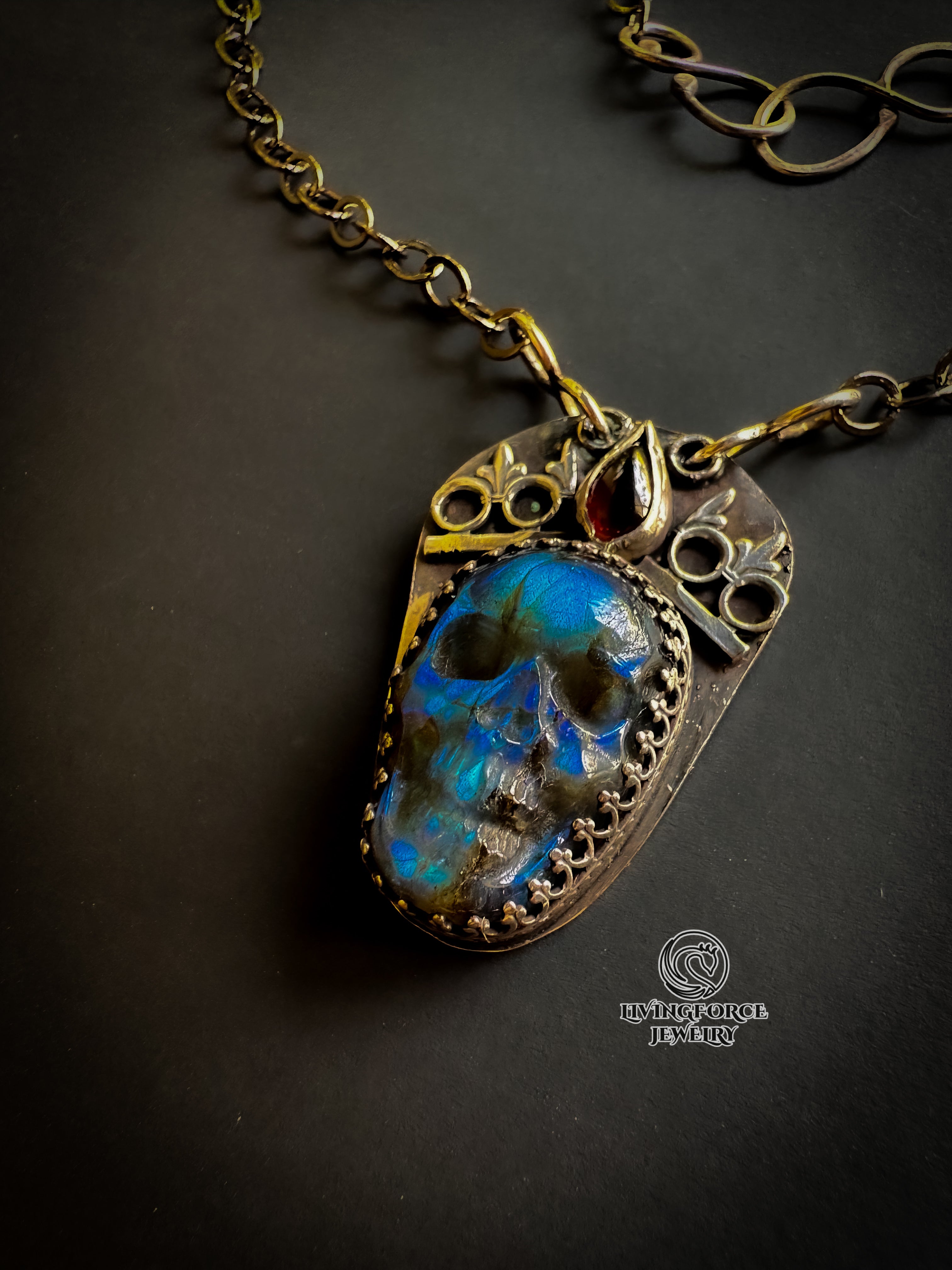 Phantom Reign Talisman, carved labradorite pendant