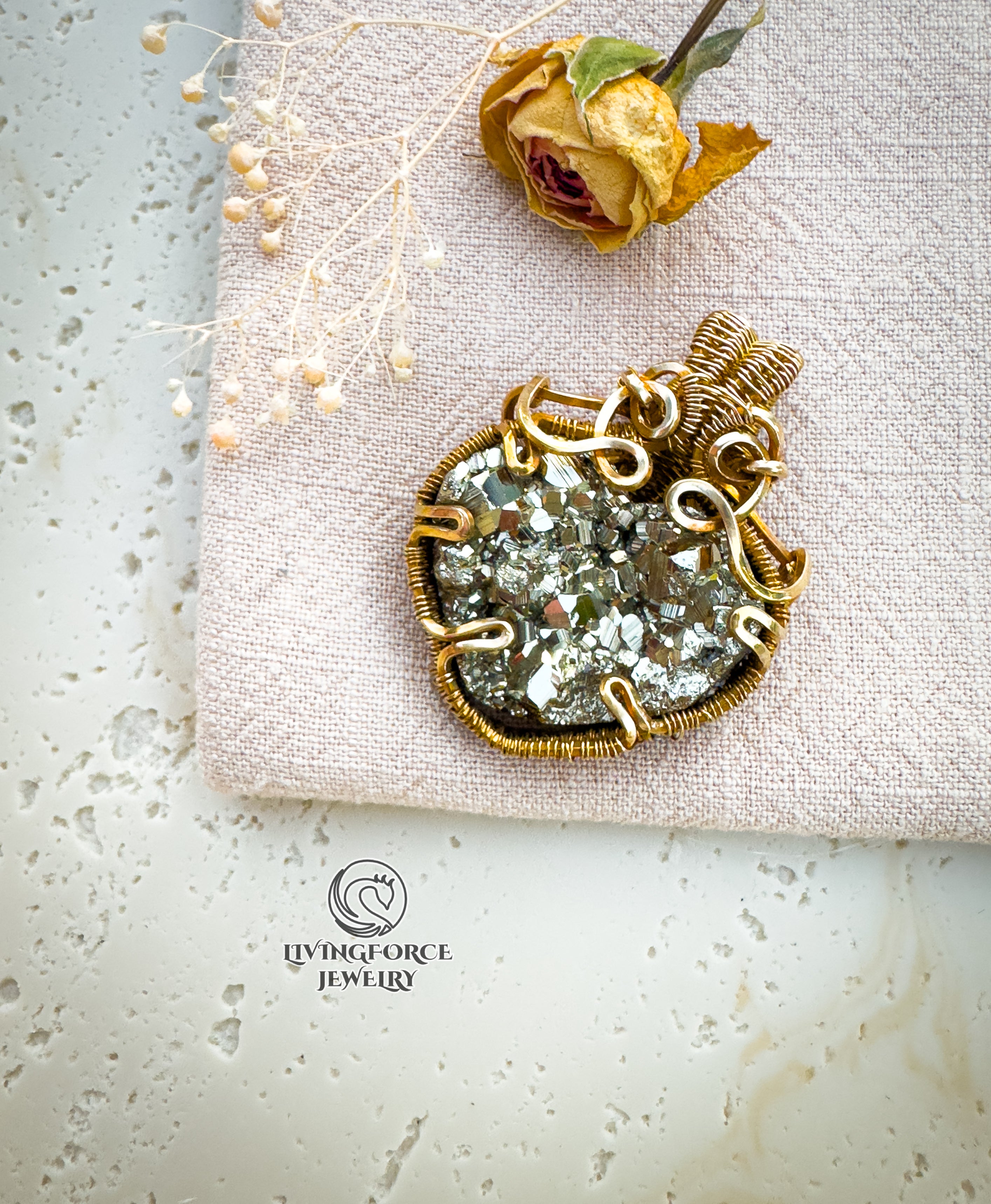 Ziva Talisman- Purite in Golden Brass