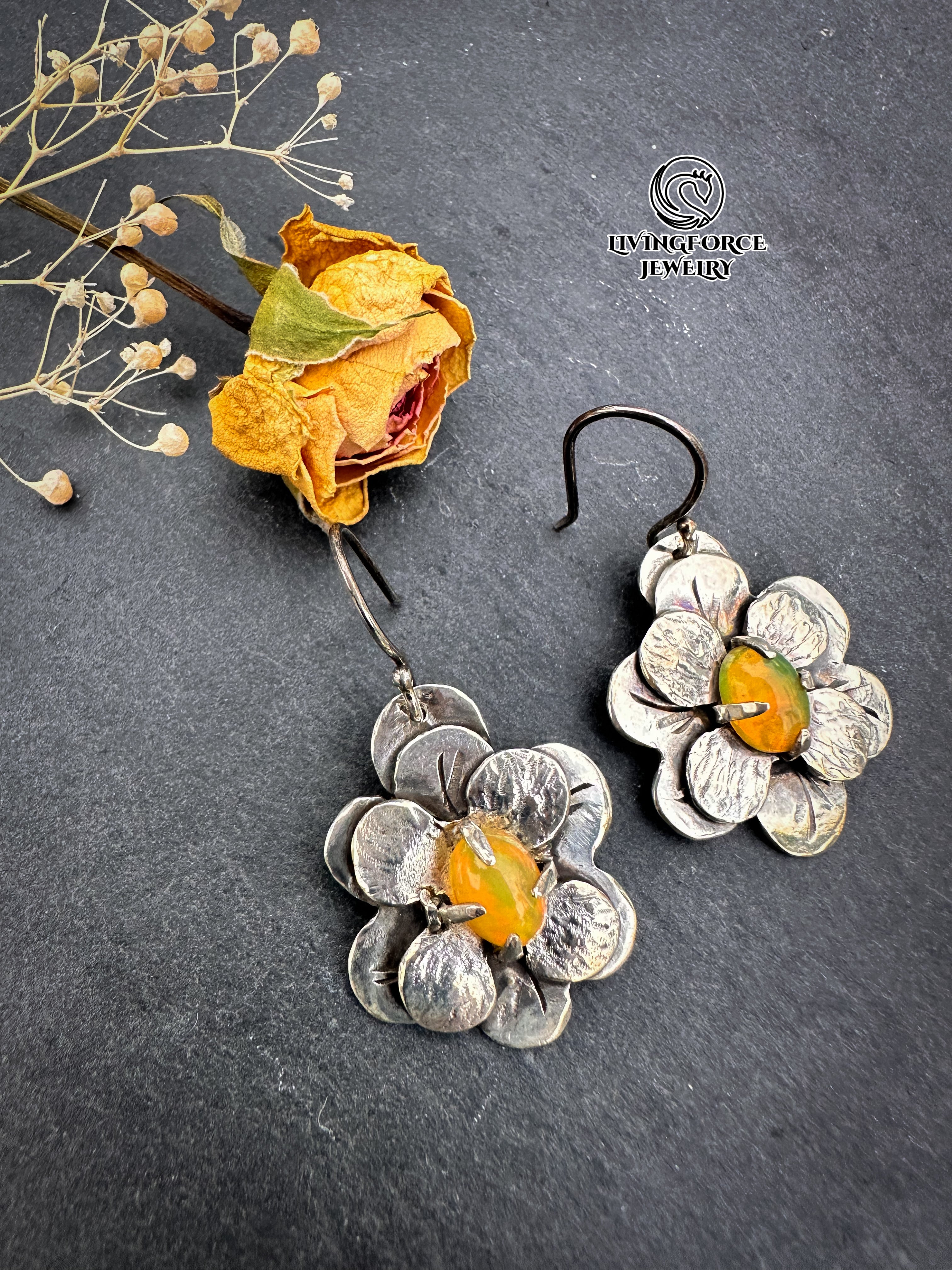 Bloomfire Opal Earrings