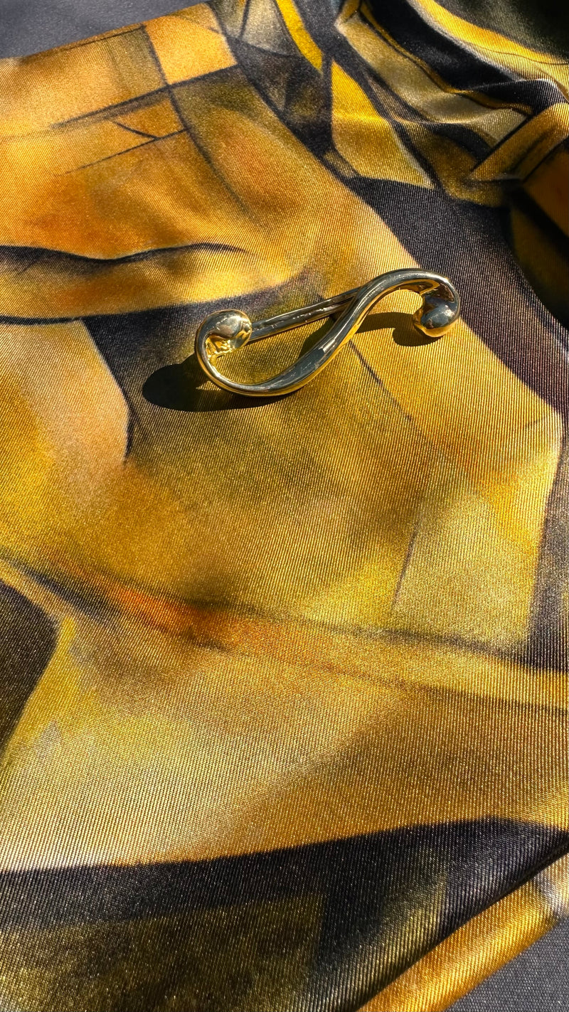 The Fermata Jewel — Solid Brass Scarf Jewel | Handcast for The Cellist Silk Scarf