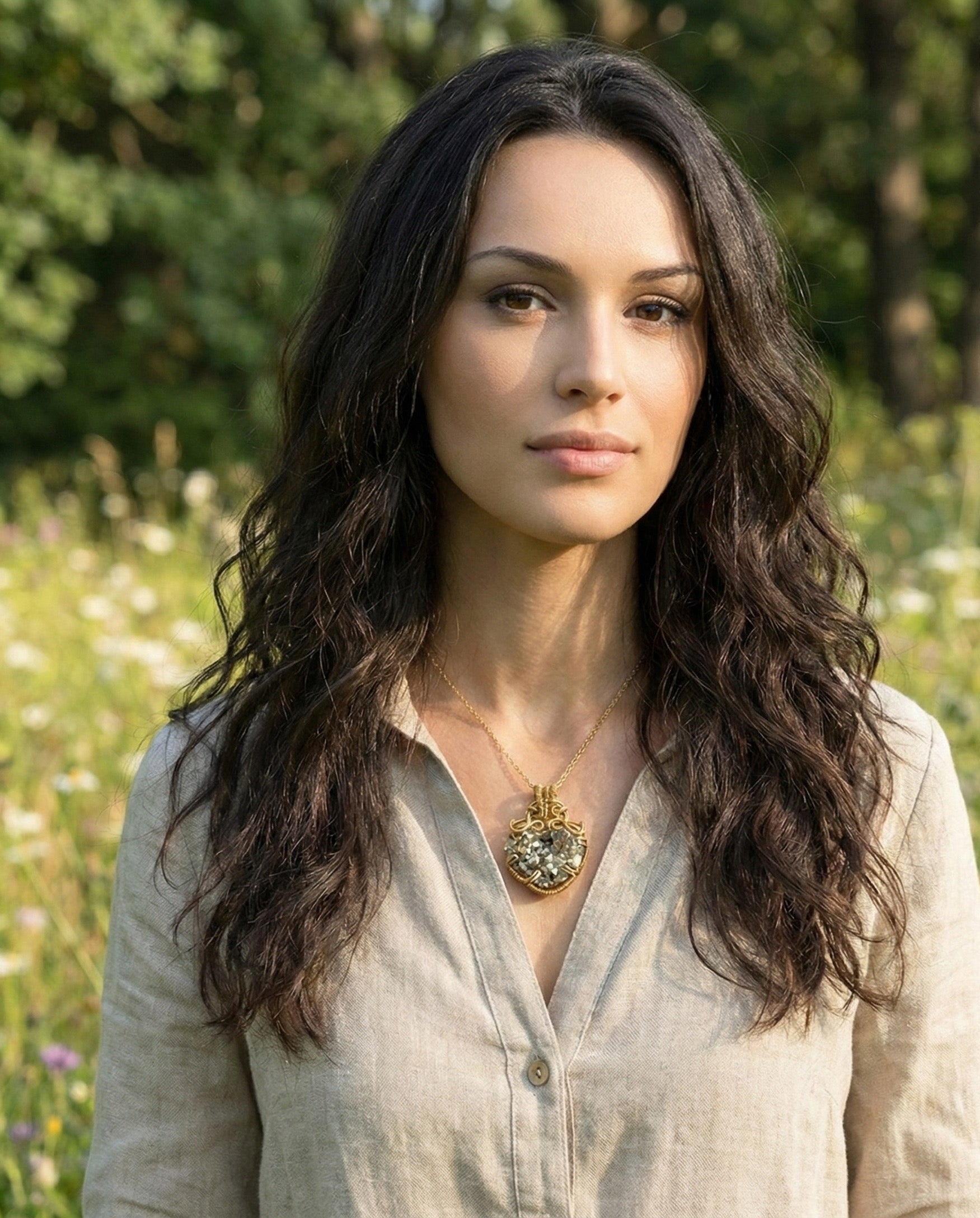 Ziva Talisman- Purite in Golden Brass