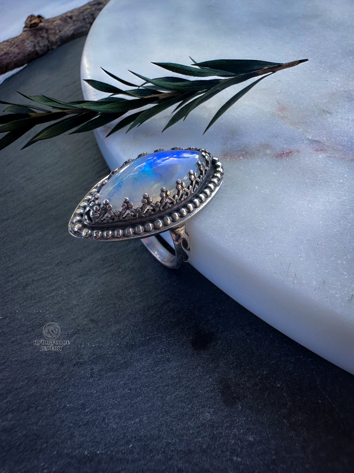 Moon Tide Moonstone Ring in Sterling Silver