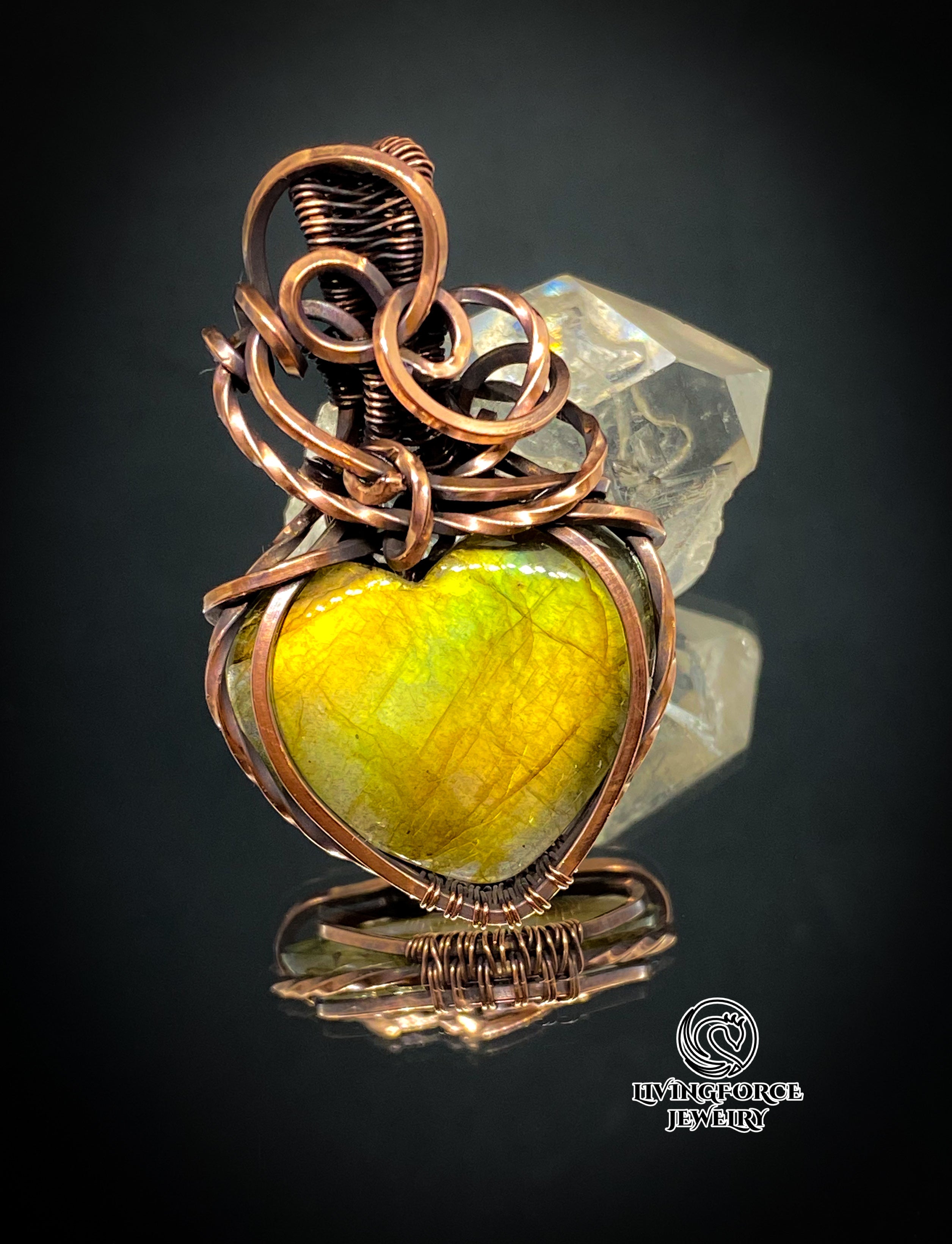 Ariel Talisman, Labradorite Heart Pendant in Copper
