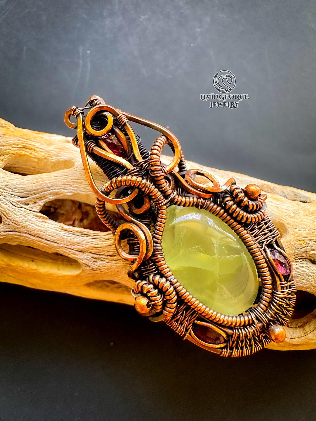 Melody Talisman, Prehnite & Pink Tourmaline Pendant