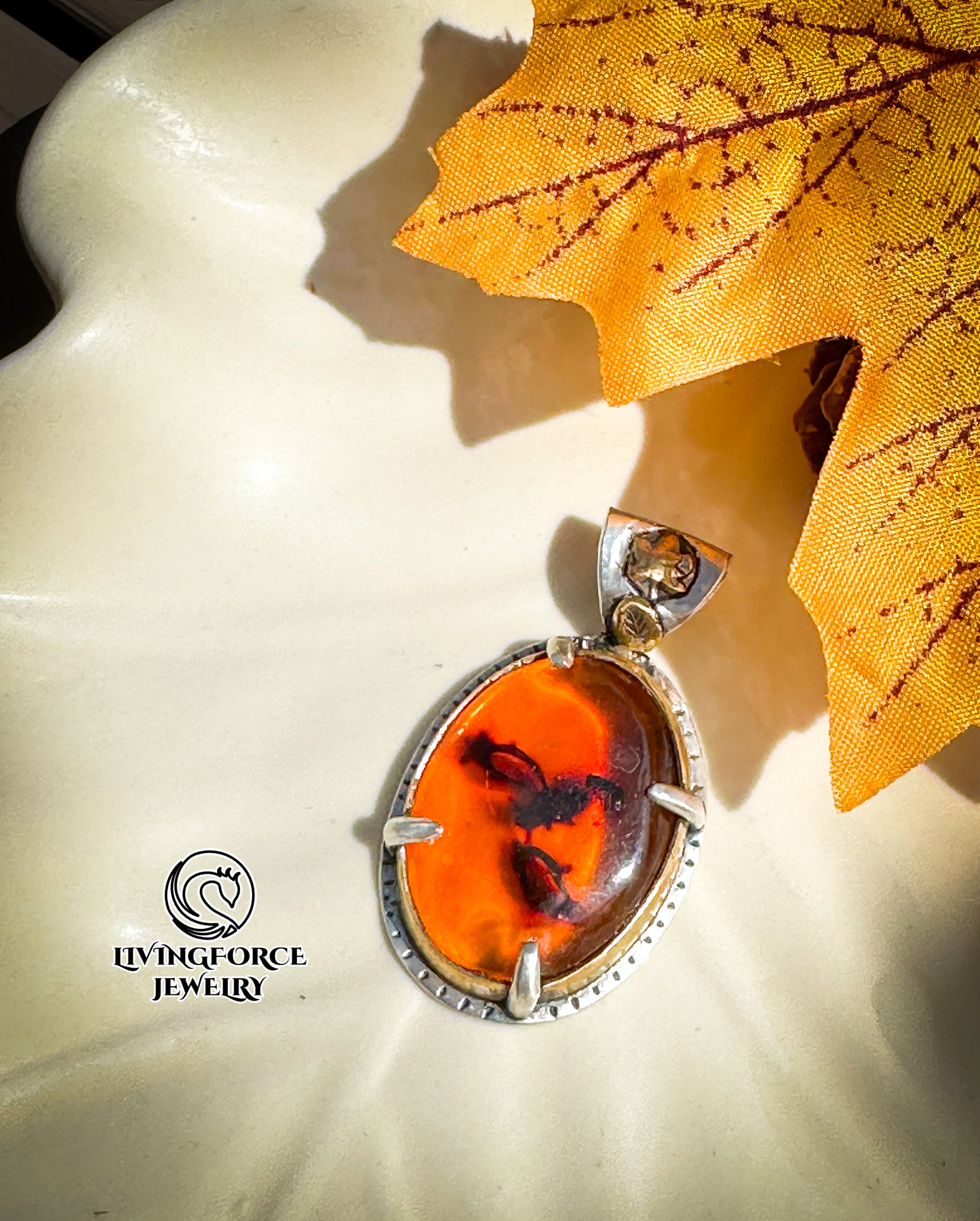 Solis Folia Talisman, Baltic Amber Pendant