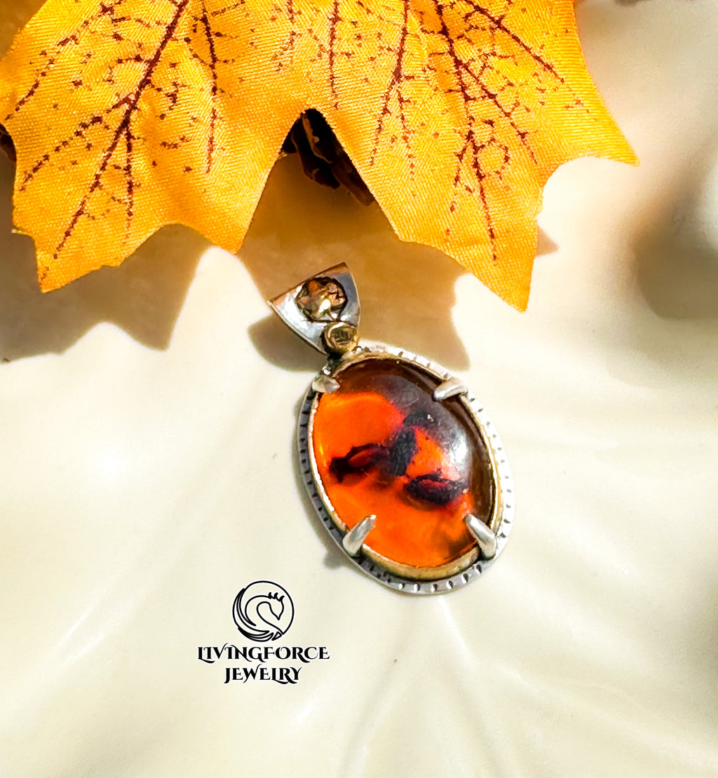 Solis Folia Talisman, Baltic Amber Pendant