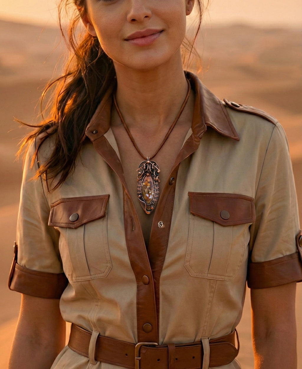 Queen Isabella Talisman, Palm root agate Pendant