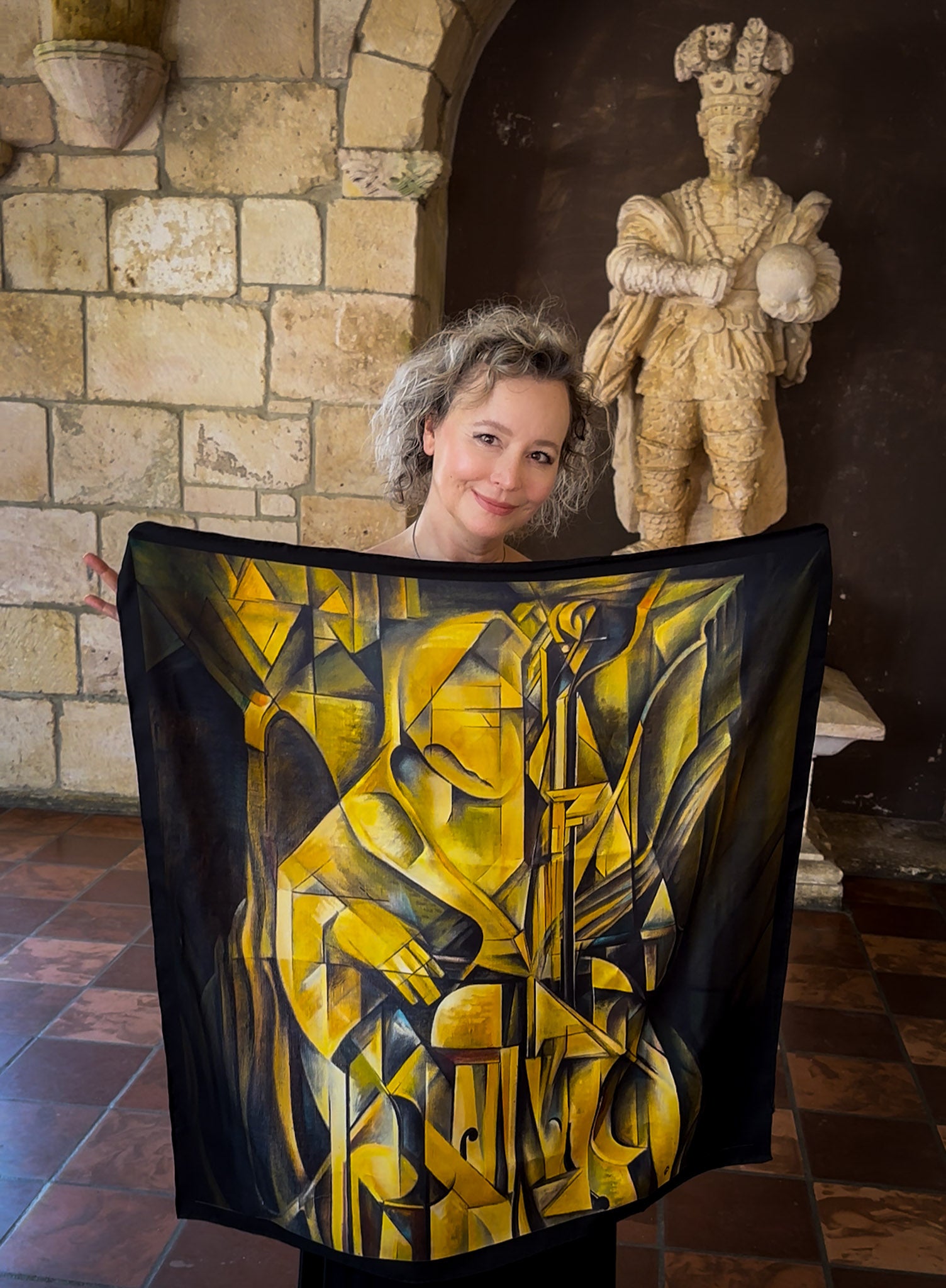 The Cellist — Limited Edition Silk Twill Scarf | Wearable Art