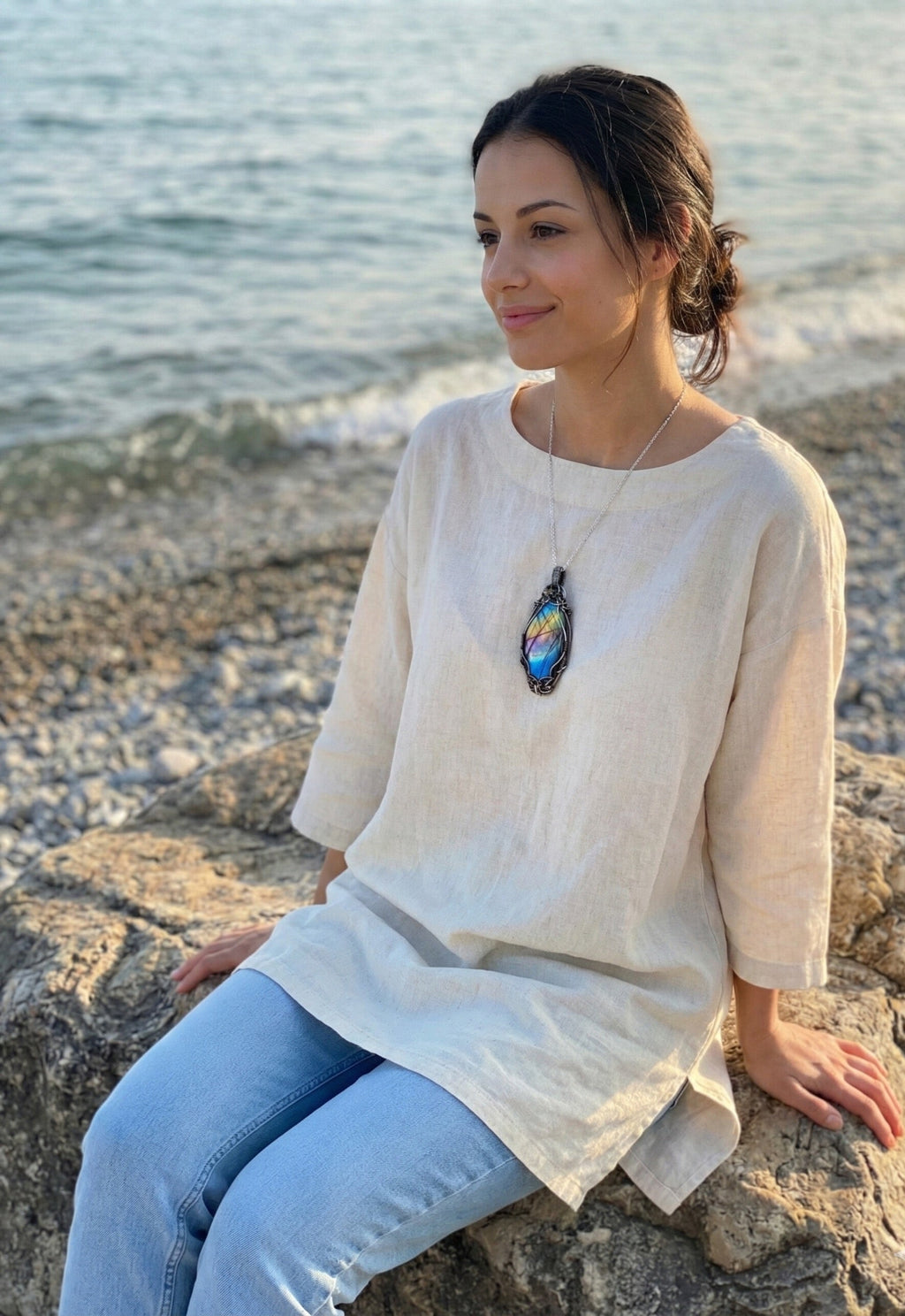 Anastasia Talisman, Statement Rainbow Labradorite Pendant