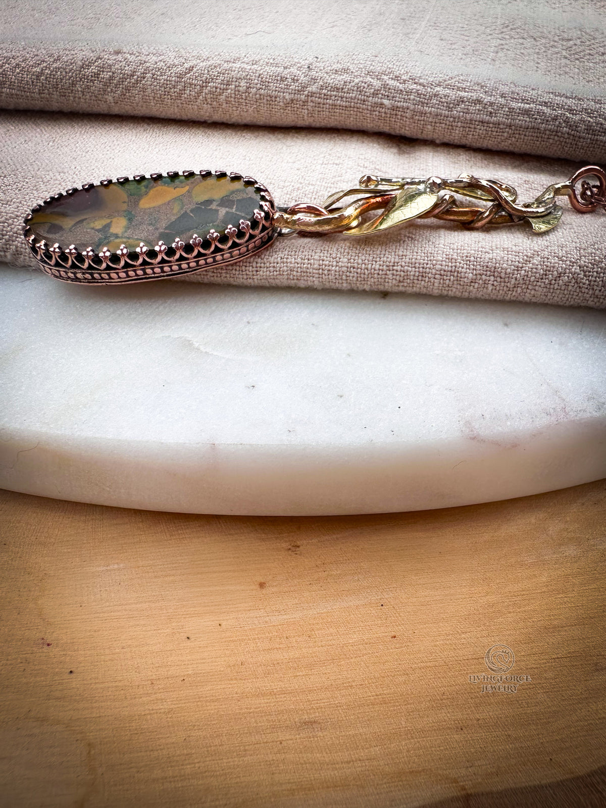 Autumn Dryad - Jasper, Copper & Brass Pendant