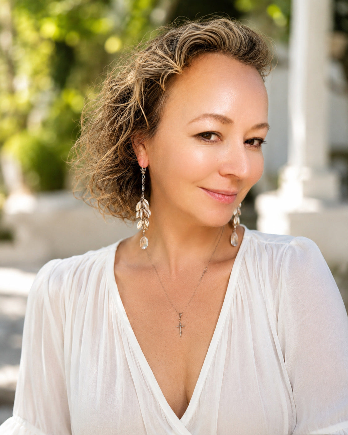 Pearl Rain Mother-of-Pearl & Crystal Statement Earrings