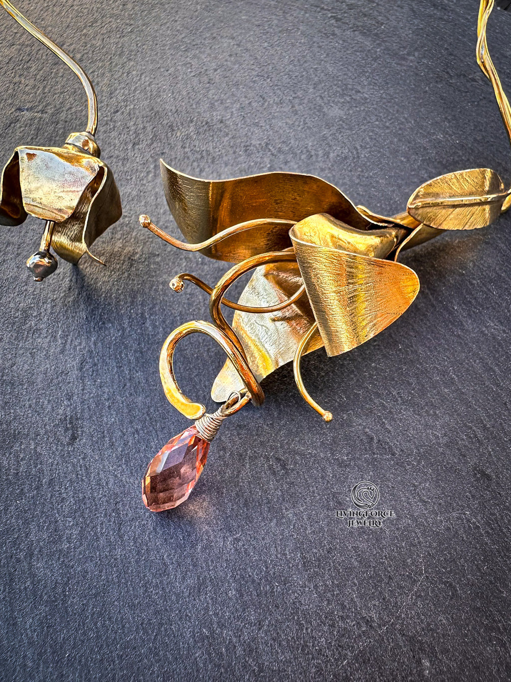 Handmade Brass Lily Torc Necklace | Sculptural Artisan Jewelry | One of a Kind