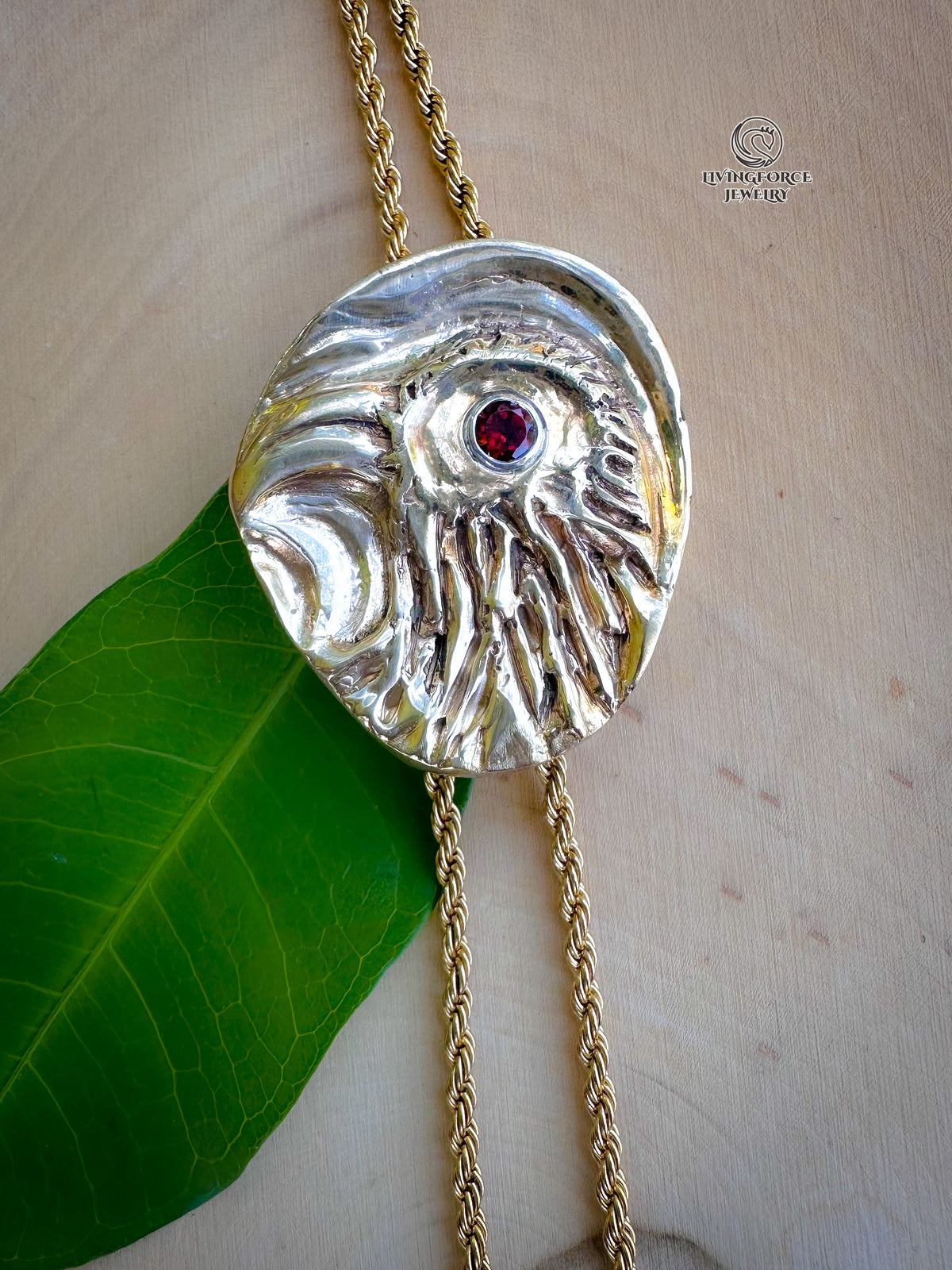 Raven’s Eye Bolo Necklace - Bronze, Brass, Sterling Silver & Garnet