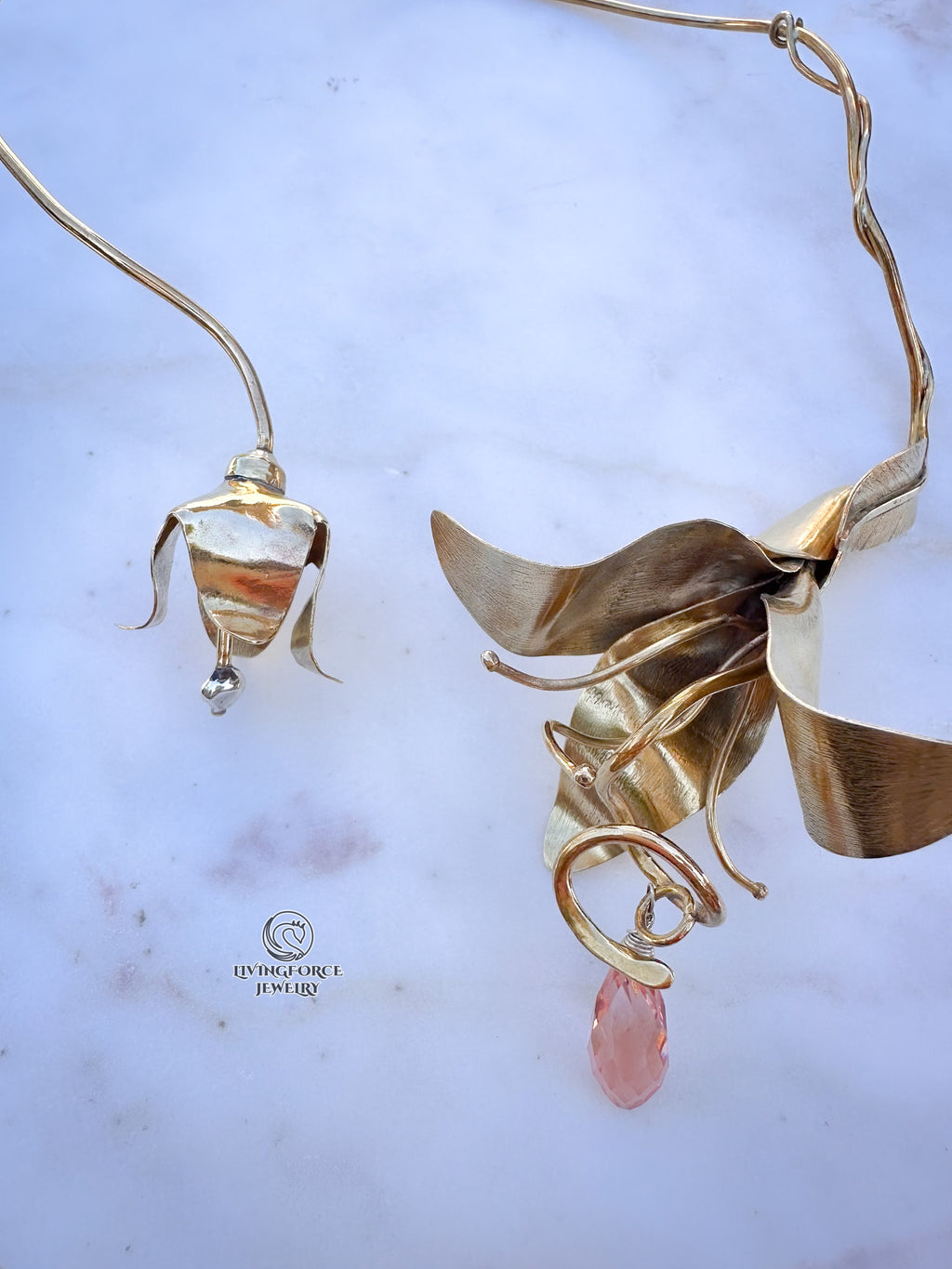 Handmade Brass Lily Torc Necklace | Sculptural Artisan Jewelry | One of a Kind