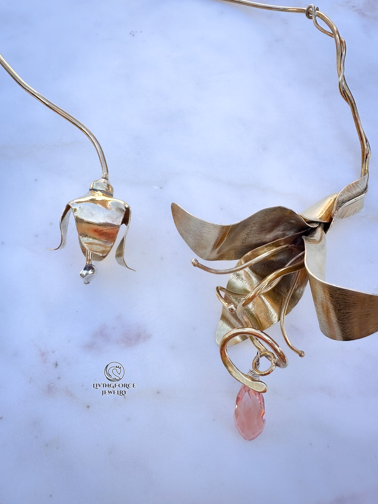 Handmade Brass Lily Torc Necklace | Sculptural Artisan Jewelry | One of a Kind