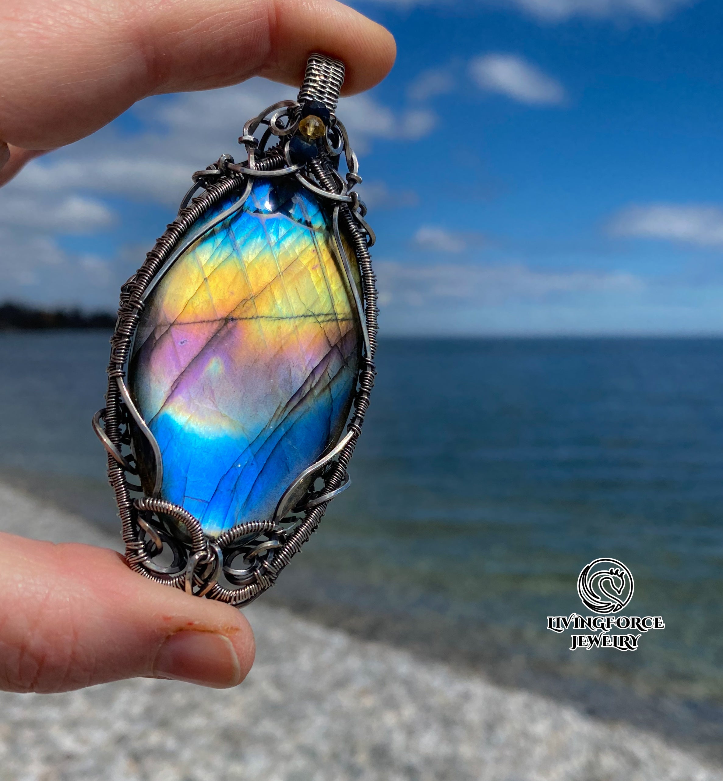 Anastasia Talisman, Statement Rainbow Labradorite Pendant