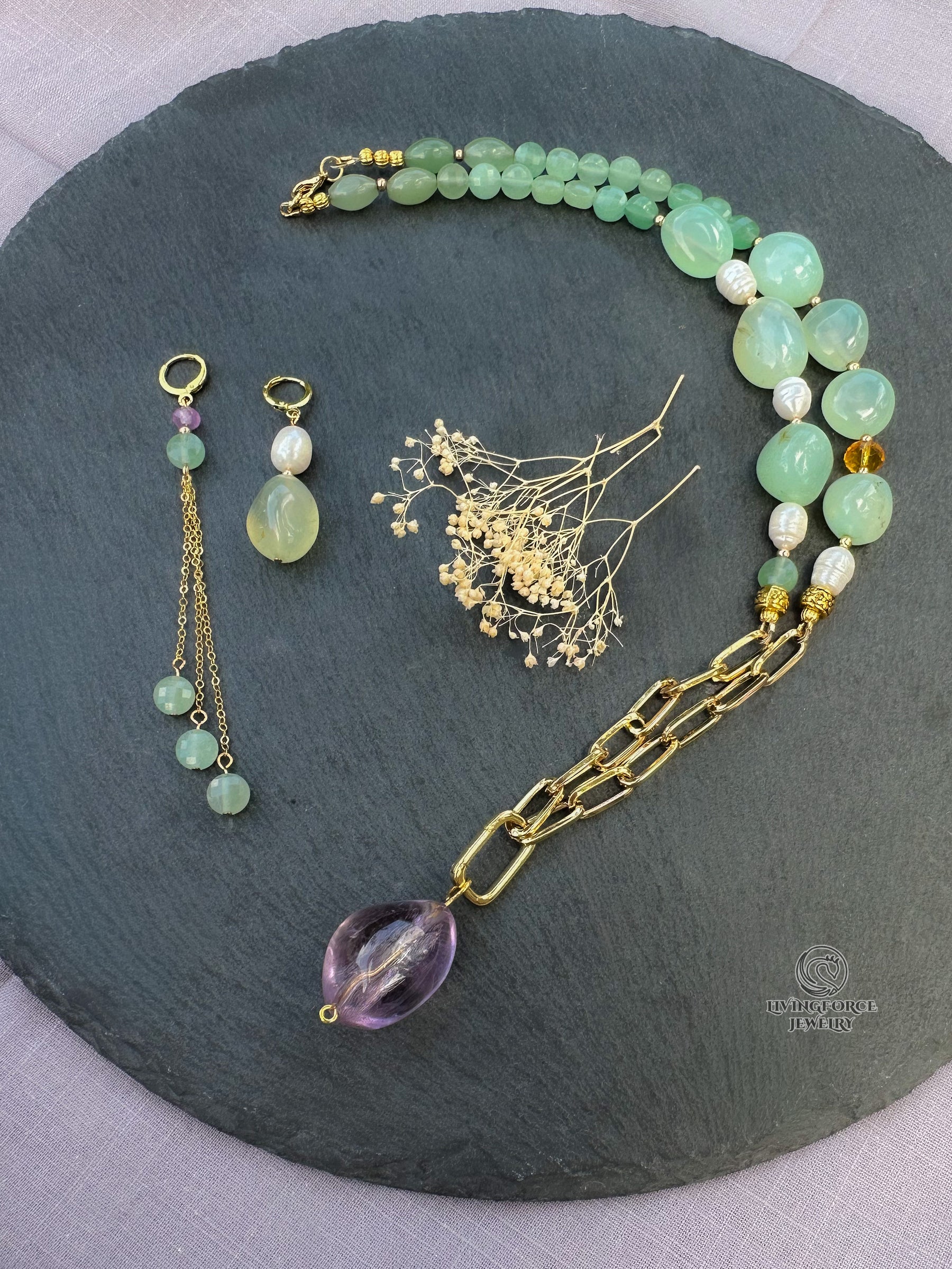 Lagoon Dreams One-of-a-Kind Necklace and Earrings Set