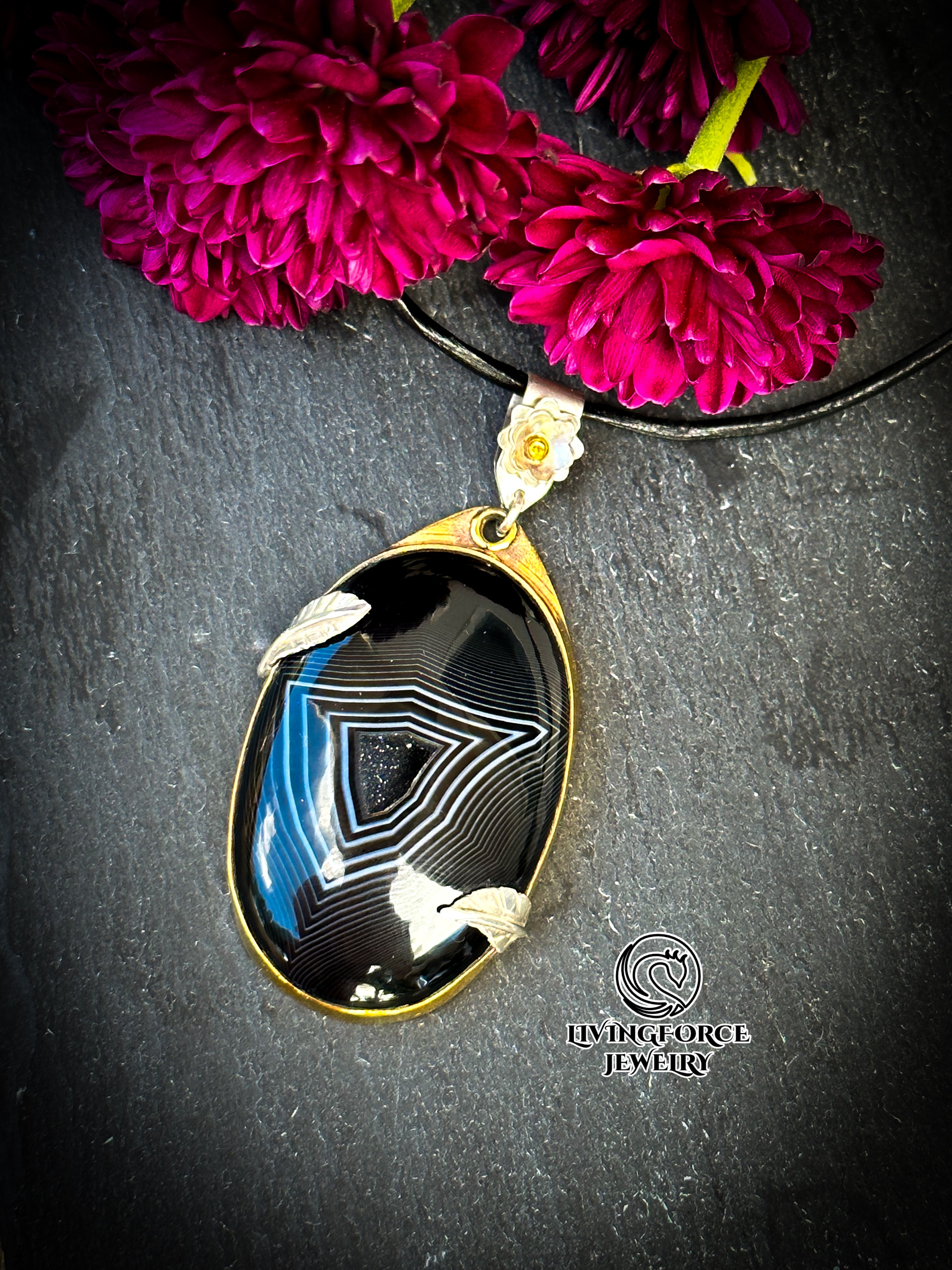 Nocturne Whisper, Black agate pendant