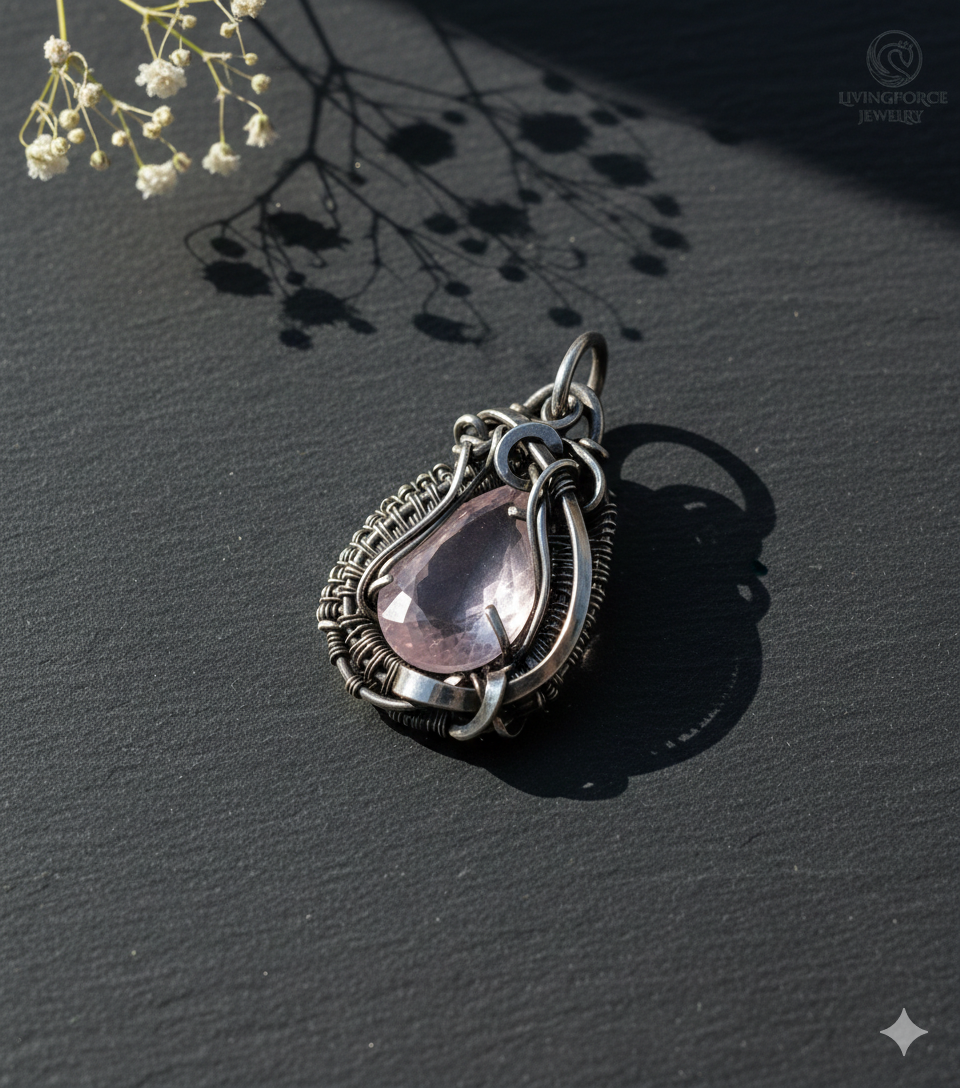 Eden- Faceted Rose Quartz in Sterling Silver