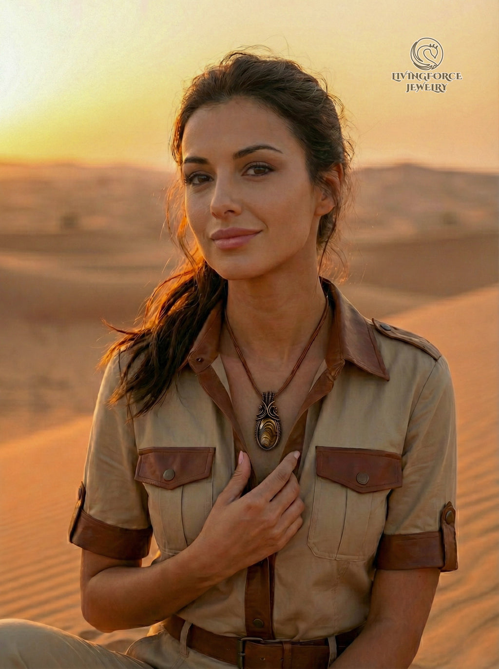 Erlea Talisman, Wood Schalenblende, Wire Wrapped Statement Pendant