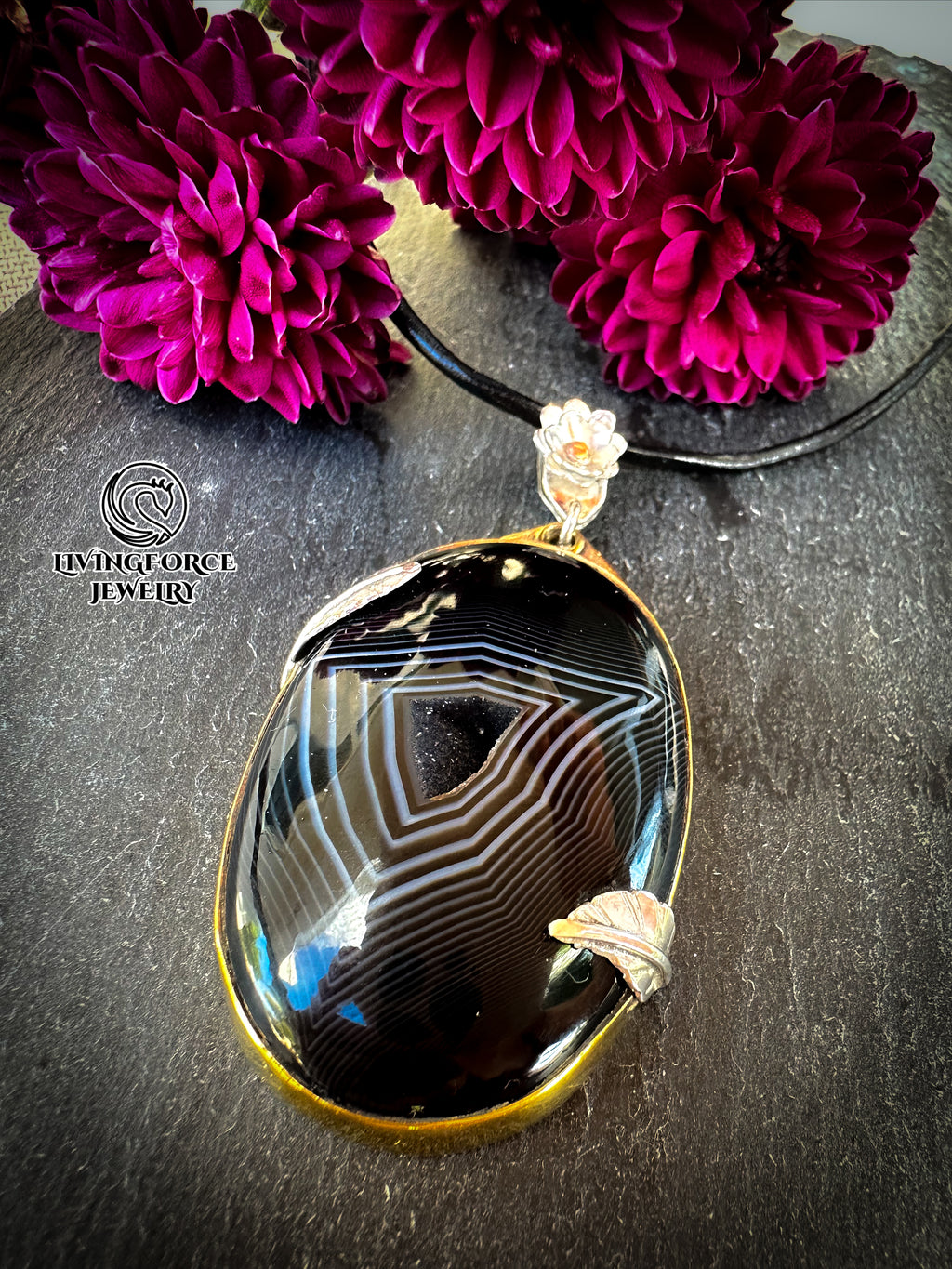 Nocturne Whisper, Black agate pendant