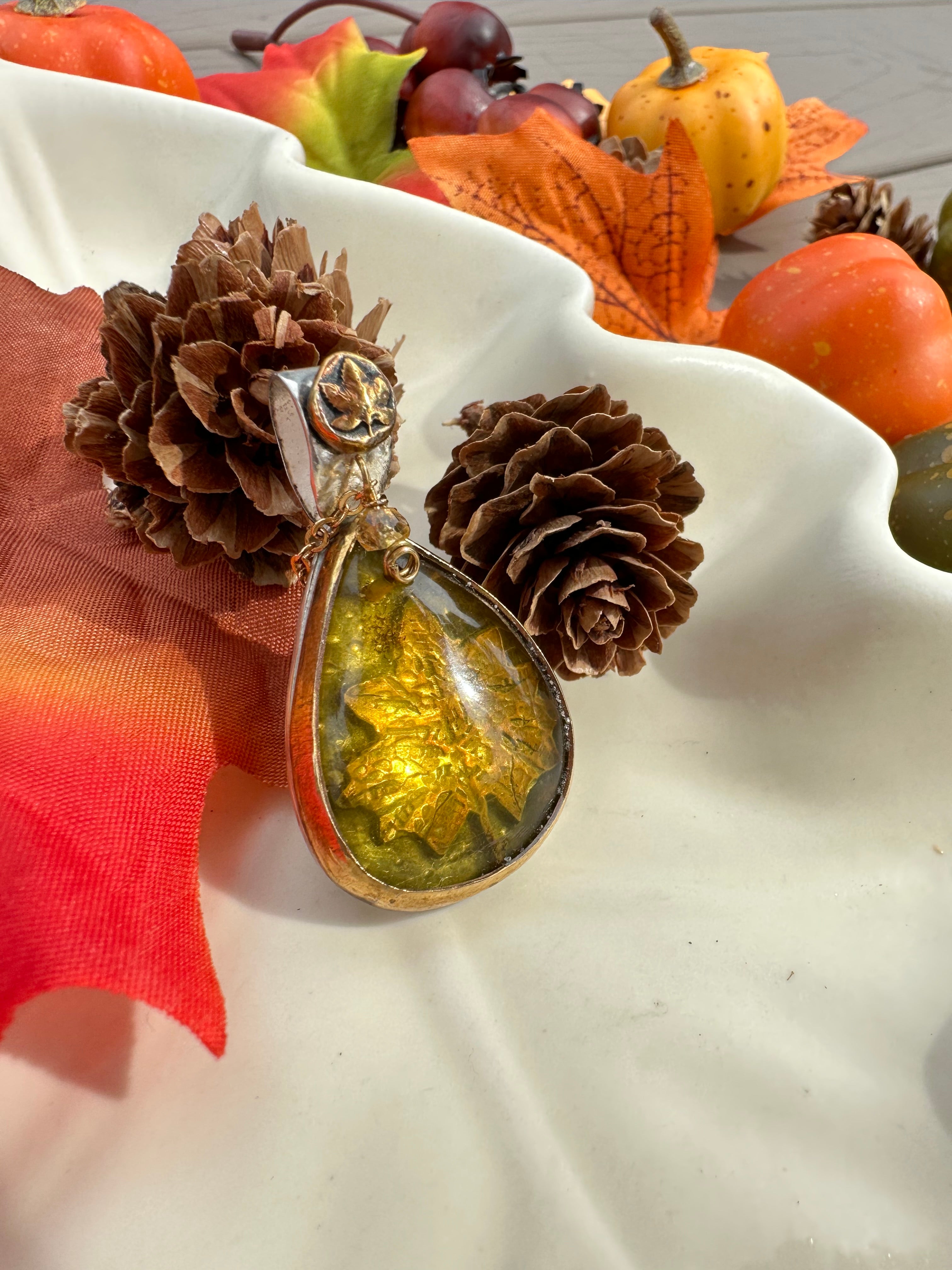 Autumn Rhapsody Talisman, Amber pendant