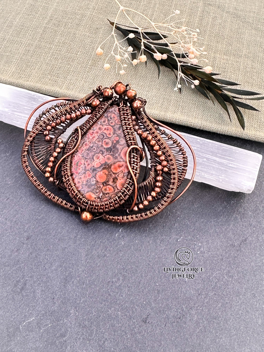 Tulip Talisman, Poppy Jasper Pendant