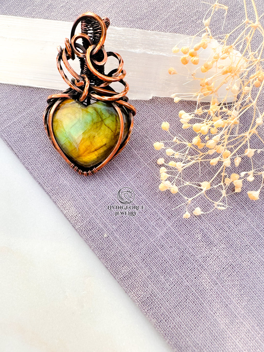 Ariel Talisman, Labradorite Heart Pendant in Copper