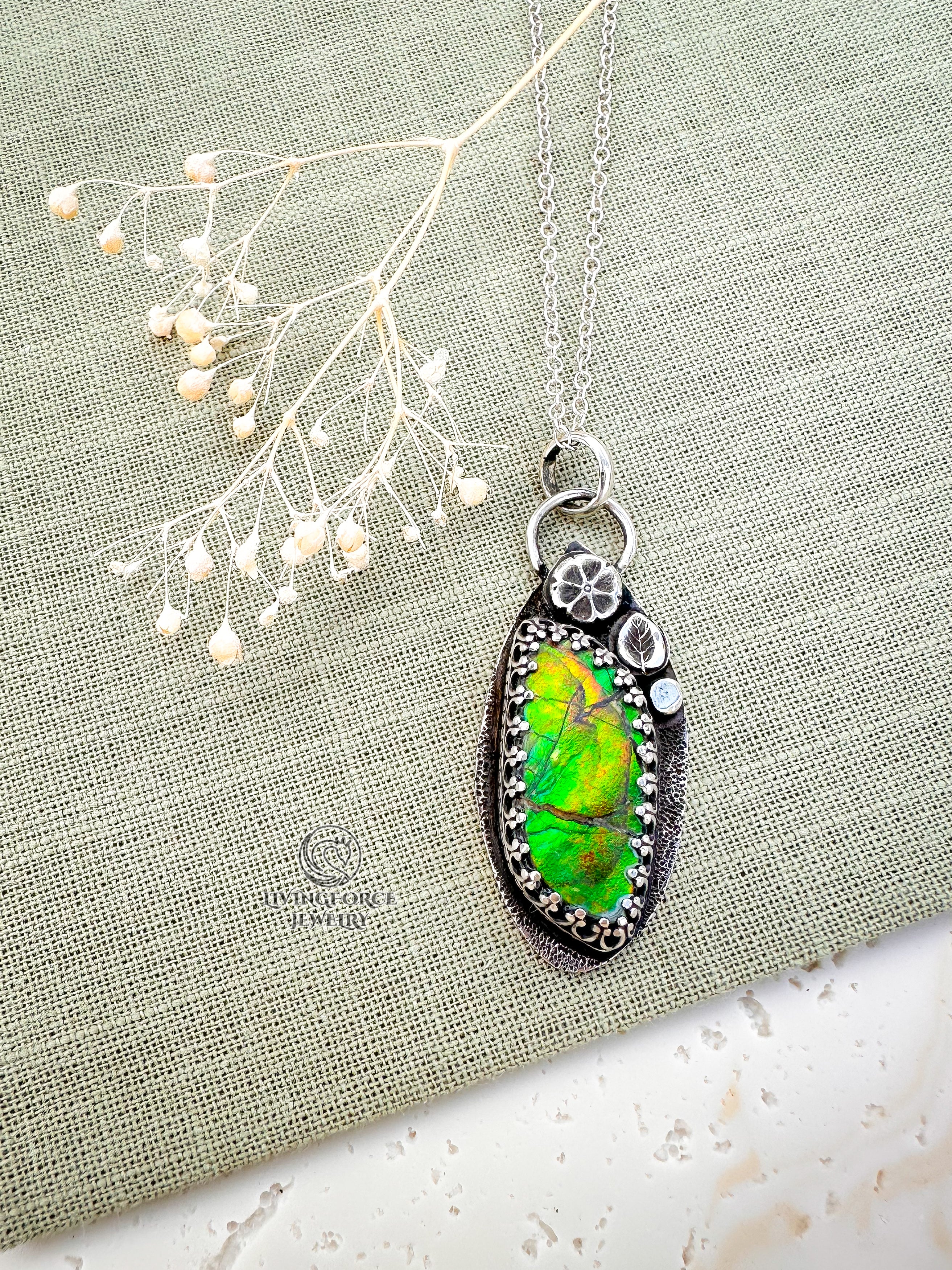 Light Keeper Talisman— Ammolite in Sterling Silver