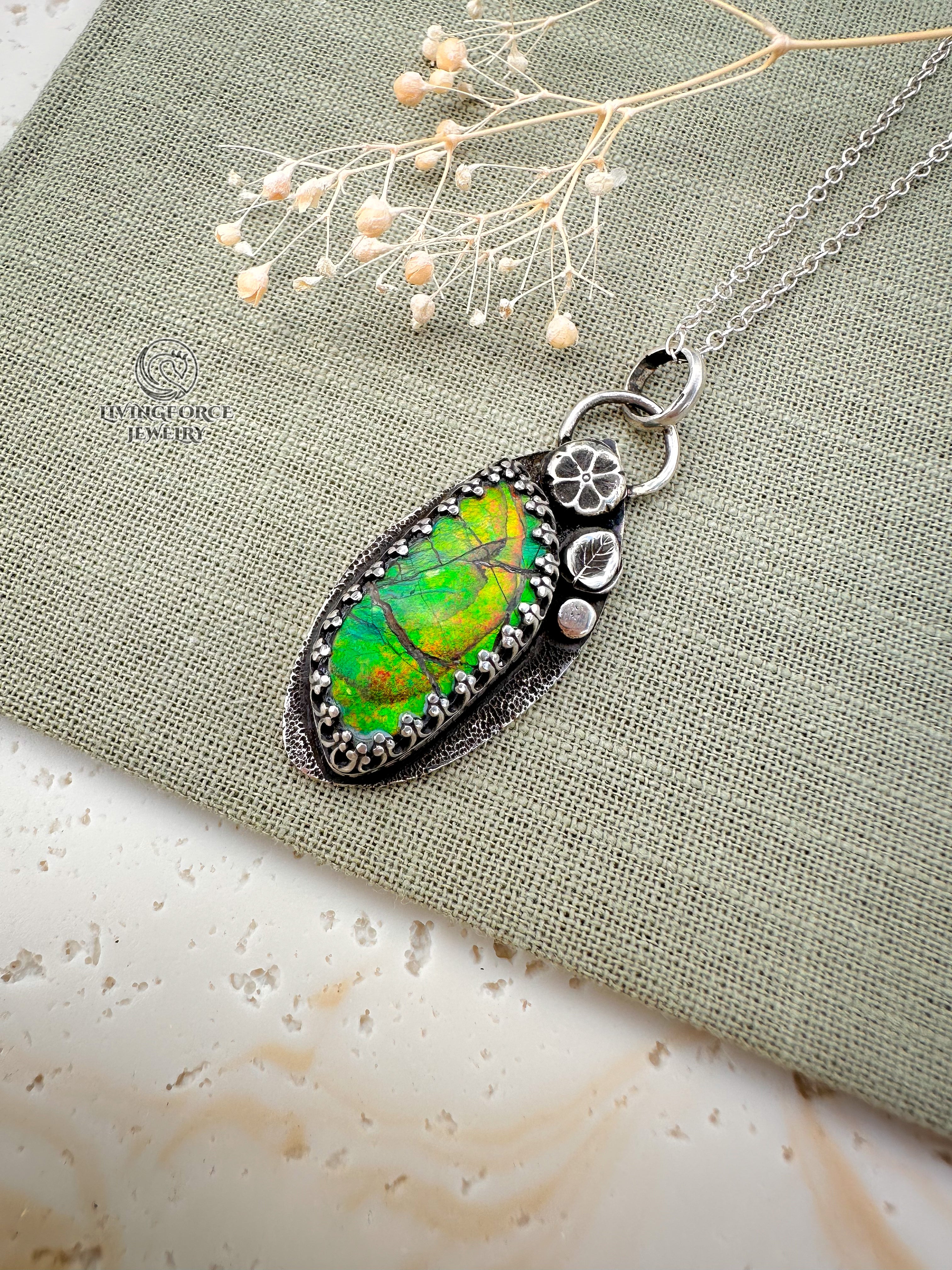 Light Keeper Talisman— Ammolite in Sterling Silver