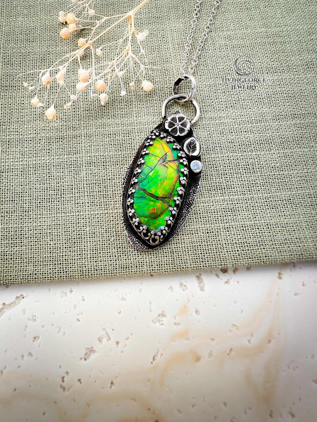 Light Keeper Talisman— Ammolite in Sterling Silver
